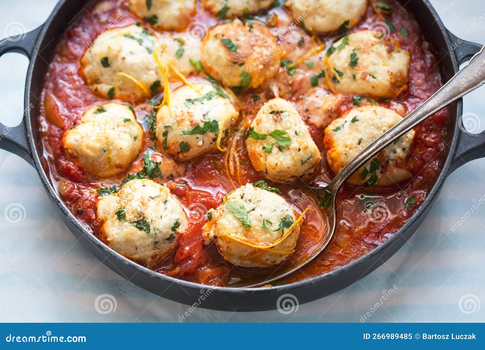 Chicken and Ricotta Meatballs in Tomato Sauce Stock Image Image of