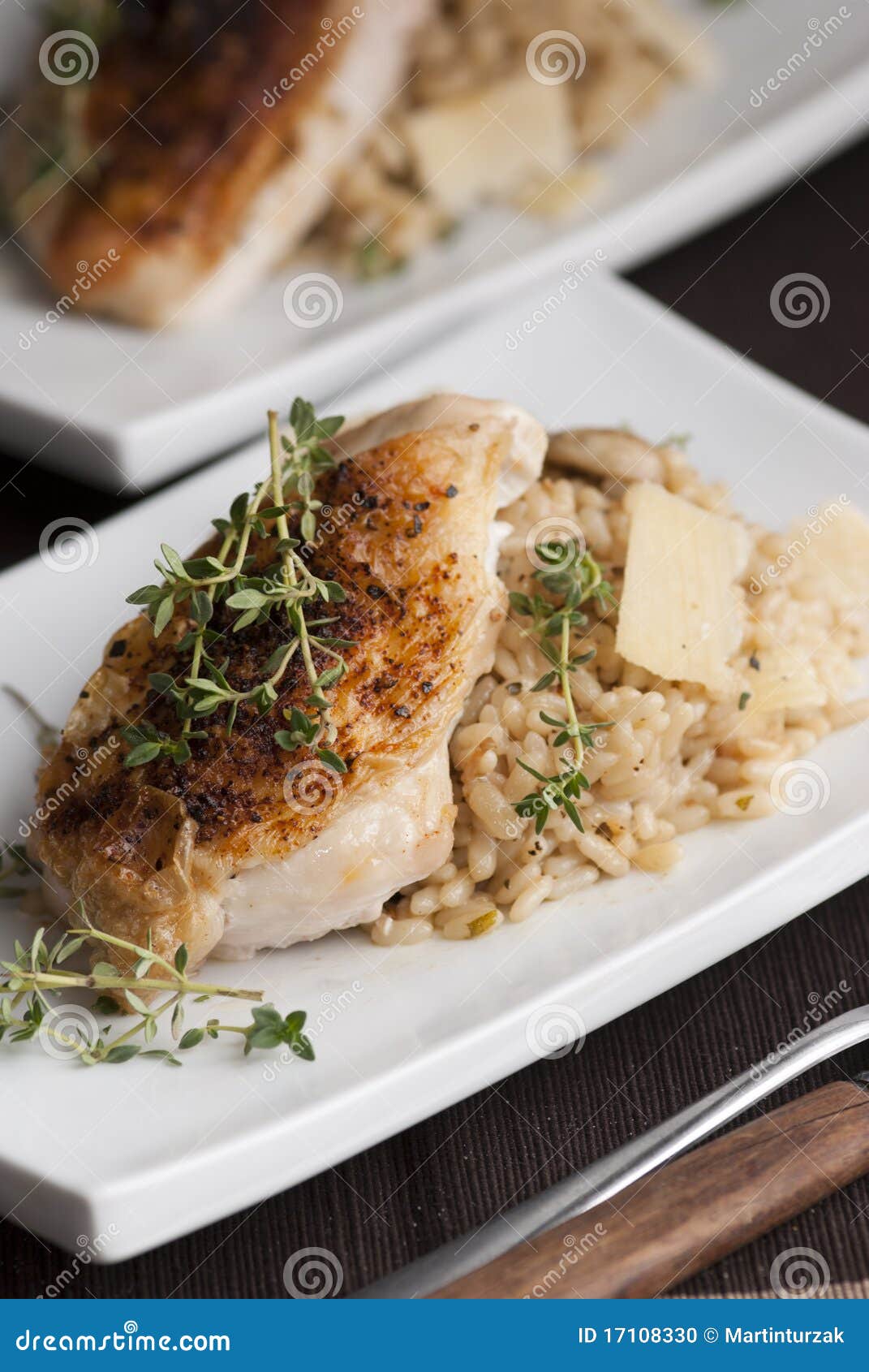 Chicken with risotto stock photo. Image of grilled, meat 17108330