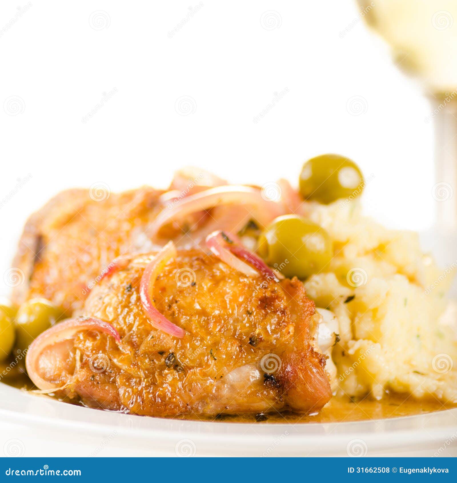 Chicken Roasted with Olives and Red Onion Stock Photo Image of olives
