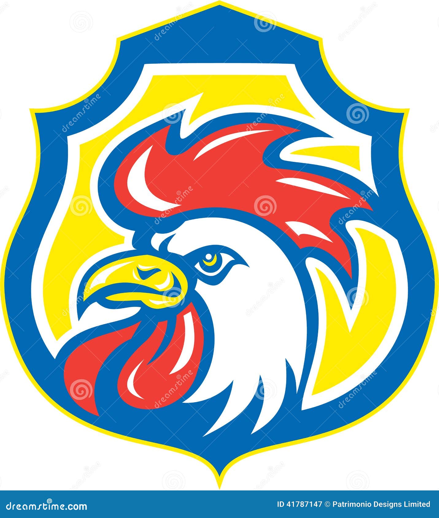 chicken rooster head mascot shield retro