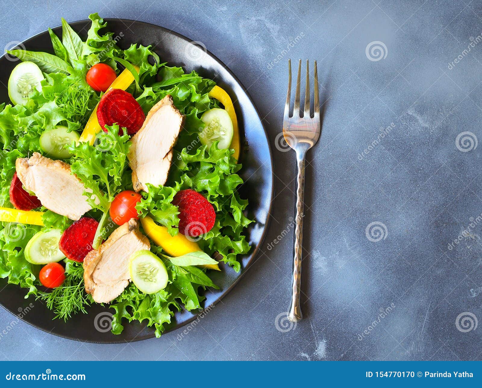 Chicken Salad Plate in Top View. Stock Photo - Image of appetizing ...