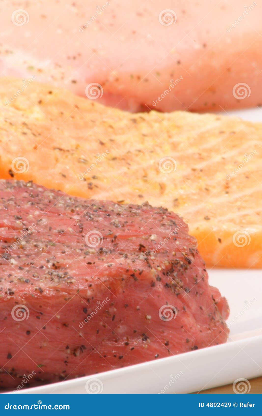 Chicken,salmon and beef stock image. Image of plump, organic 4892429