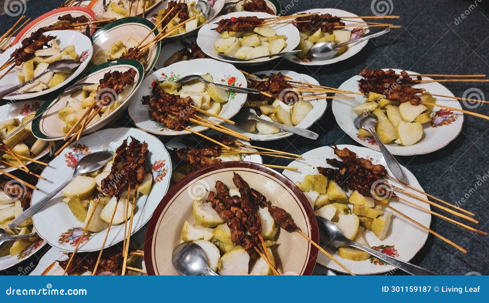 Chicken Satay with Rice Cakes Stock Image Image of cuisine, satay