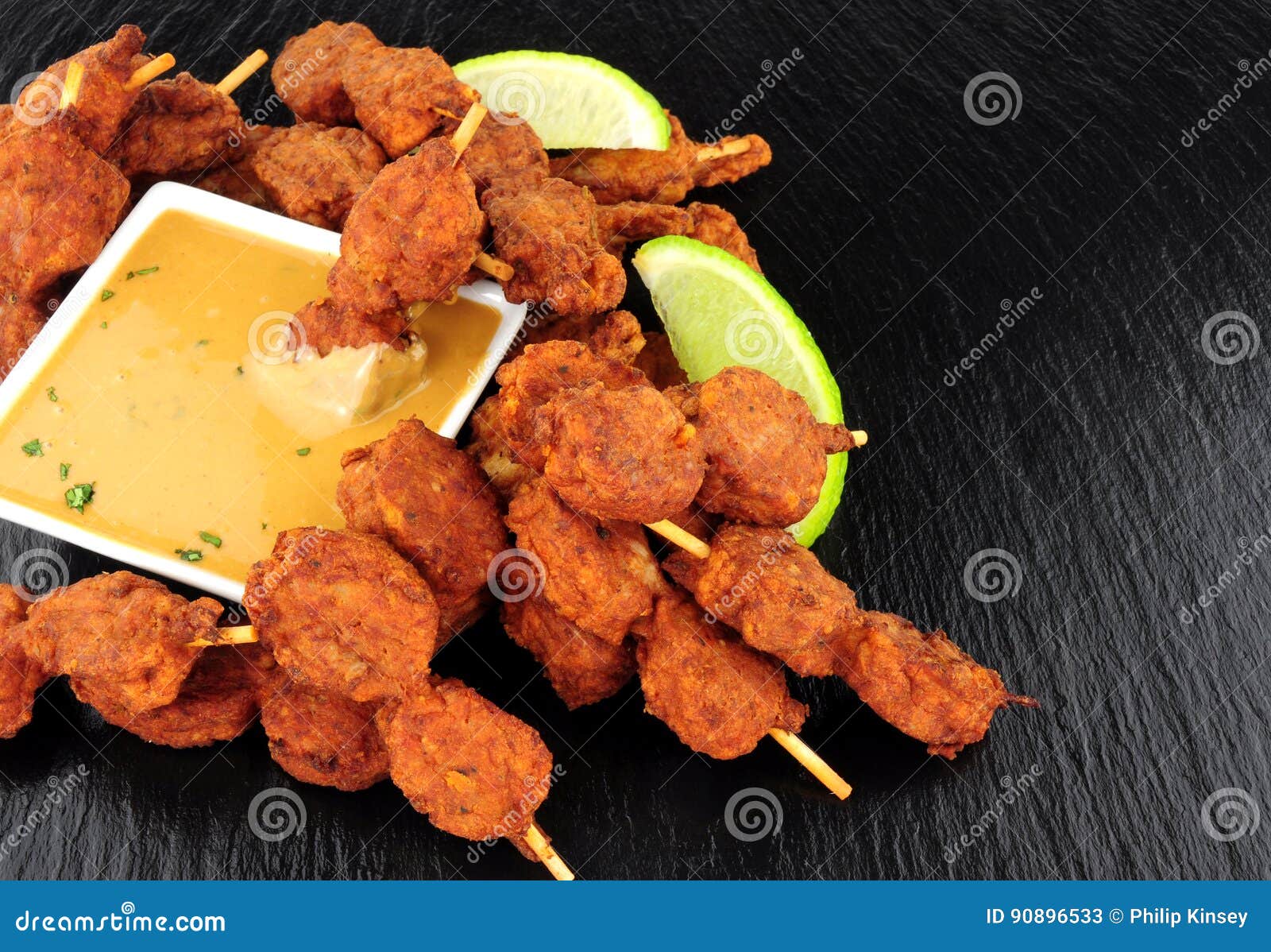 Chicken Satay Skewers With Peanut Sauce Dip Stock Image Image of asia