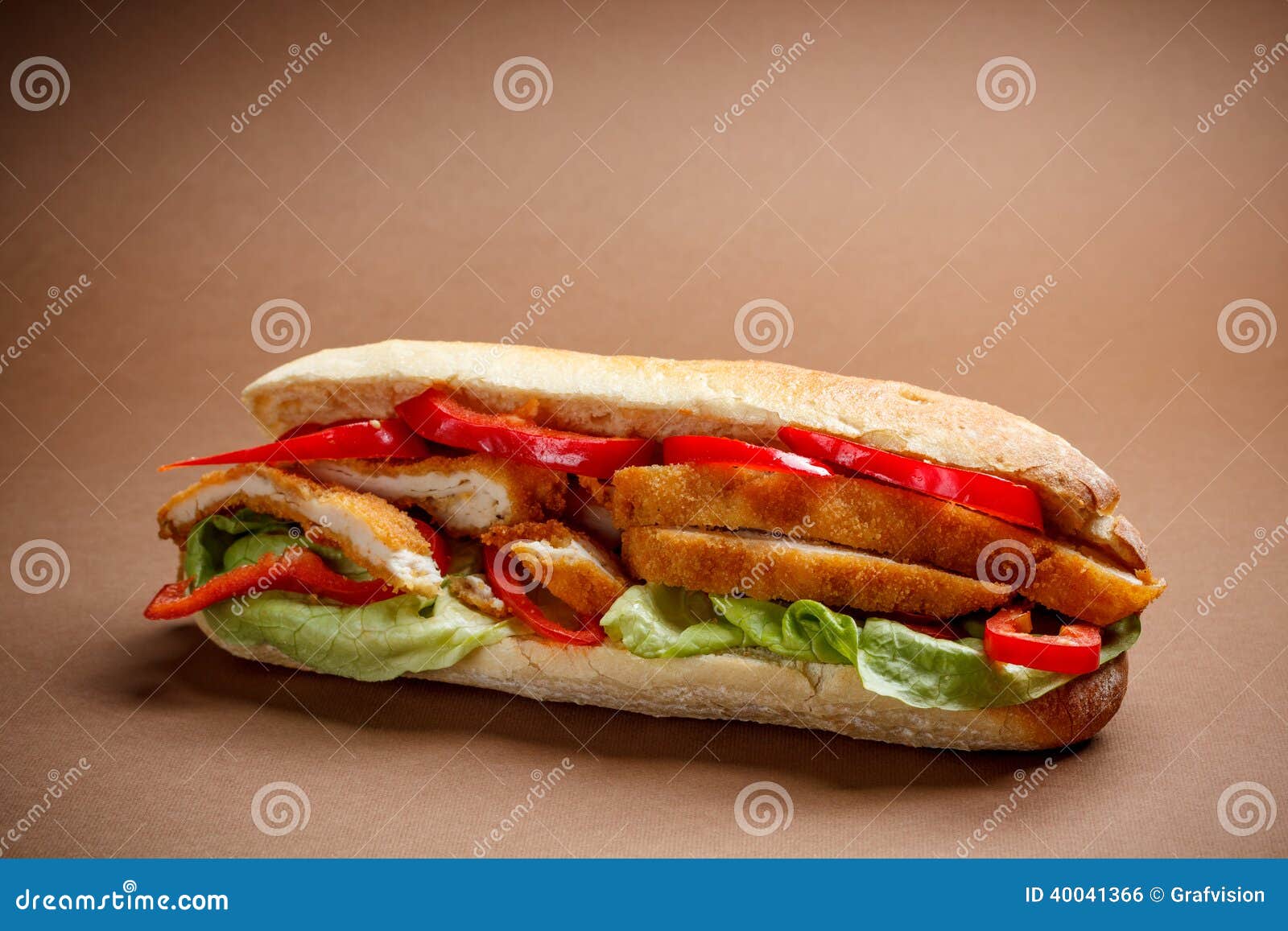 Chicken schnitzel sandwich stock photo. Image of crunchy 40041366