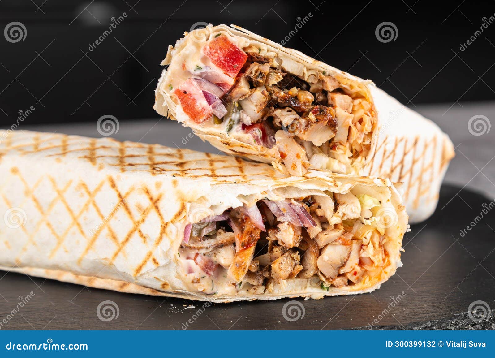 Close up stock photo. Image of snack, lettuce, chicken - 300399132