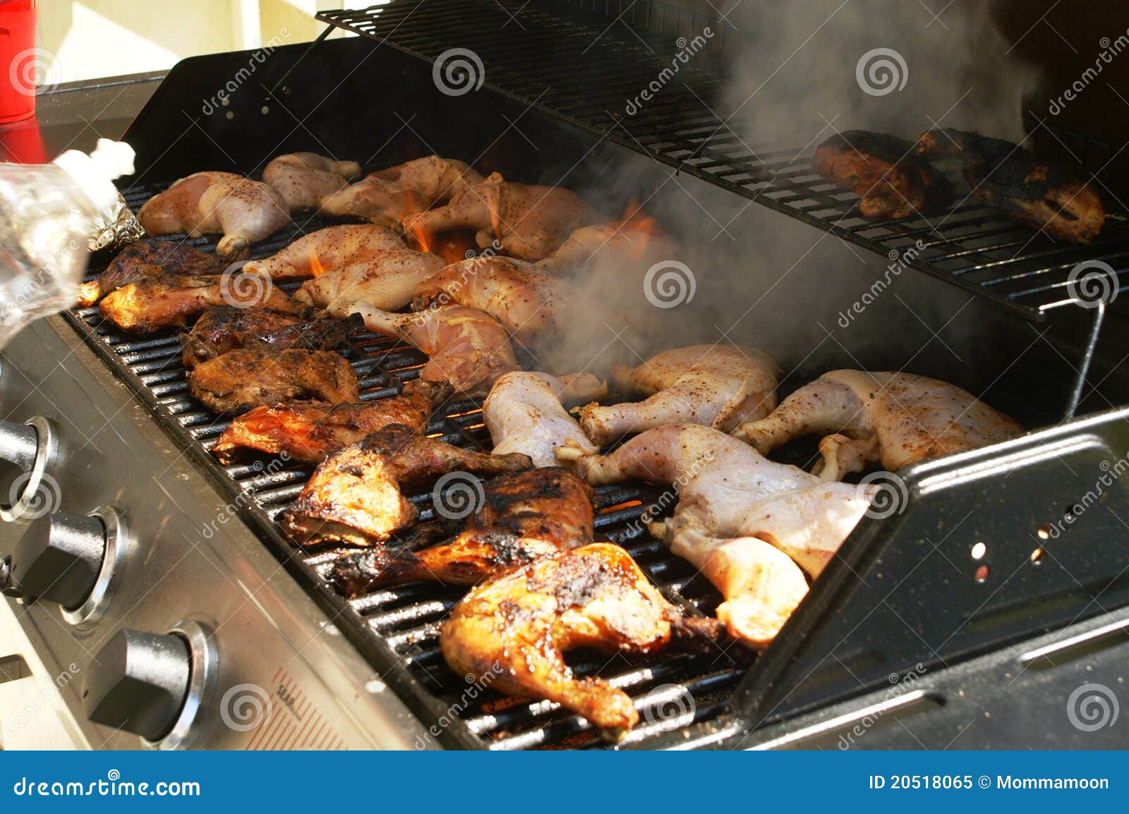 Chicken Smoking on Grill stock image. Image of dinner 20518065