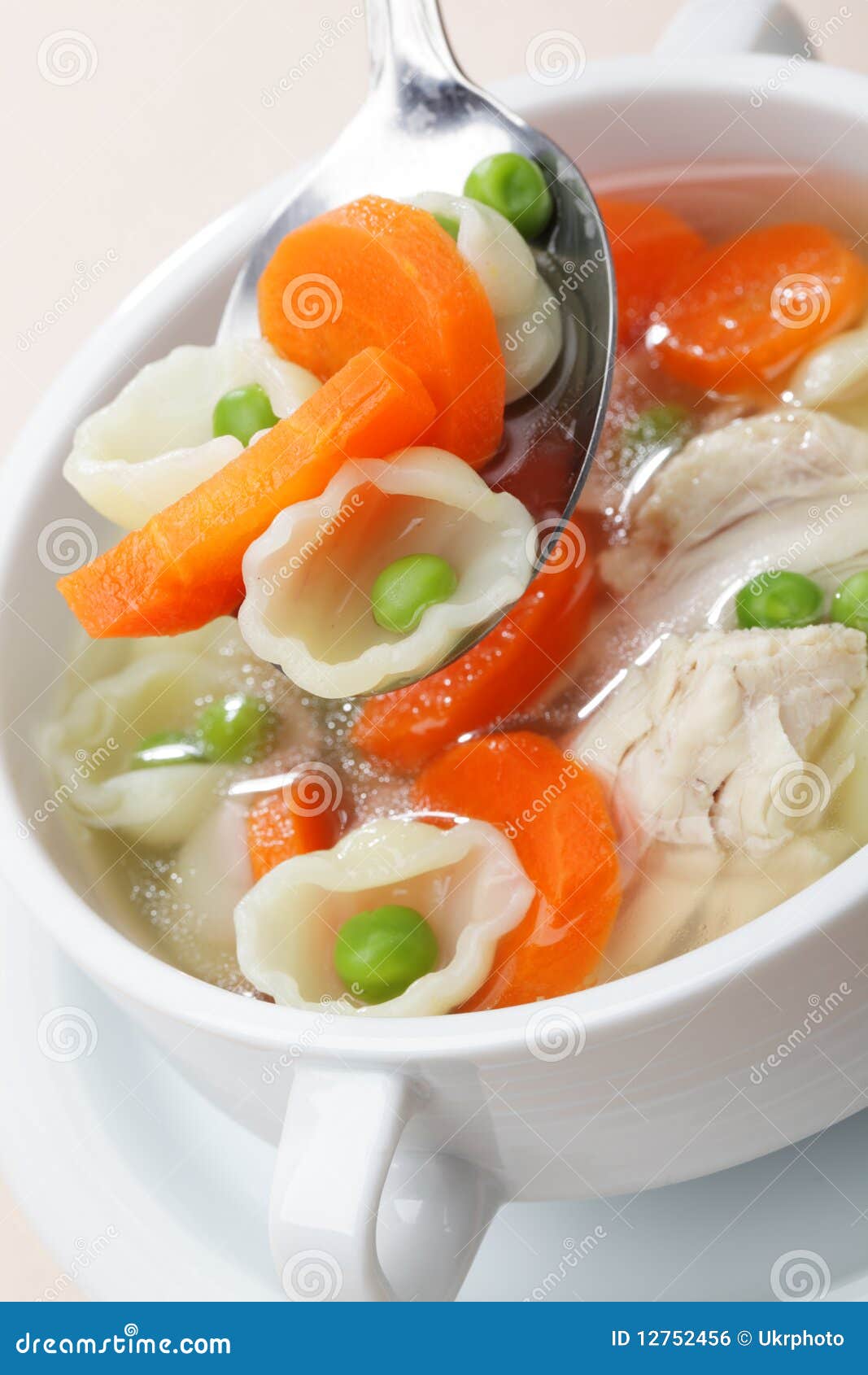 Chicken soup stock photo. Image of green, dishware, close 12752456