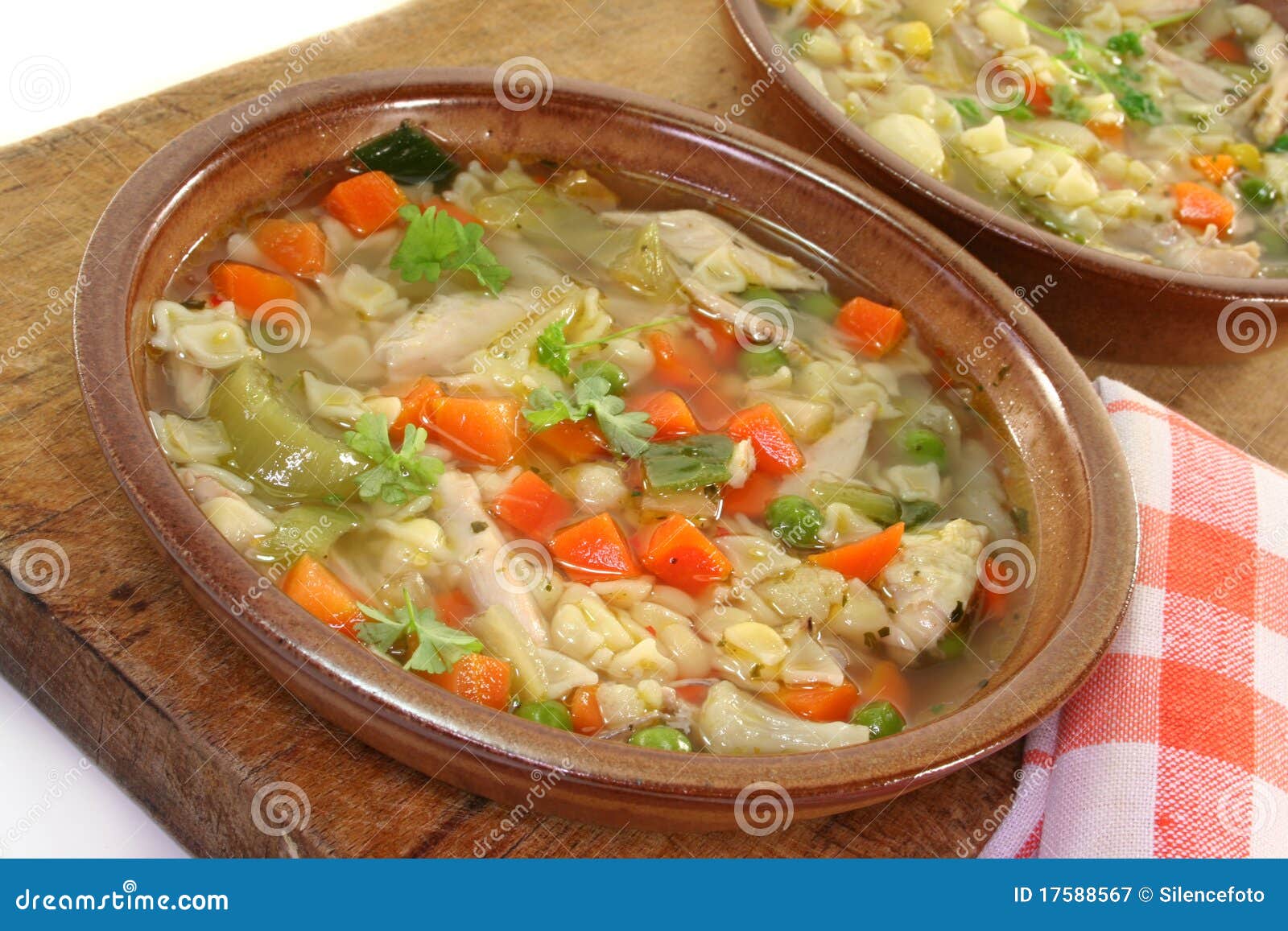 Chicken soup stock image. Image of noodles, cauliflower 17588567