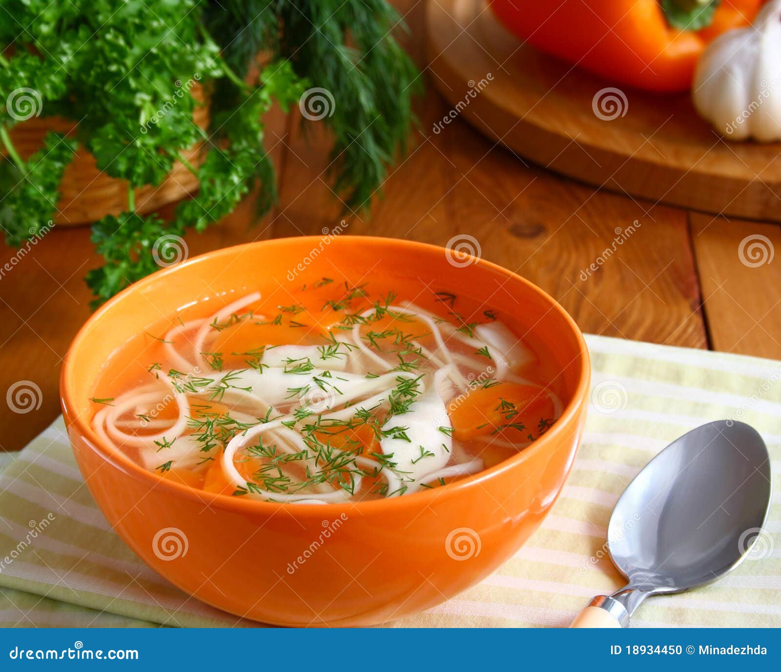 Chicken soup. stock photo. Image of food, soup, bright 18934450