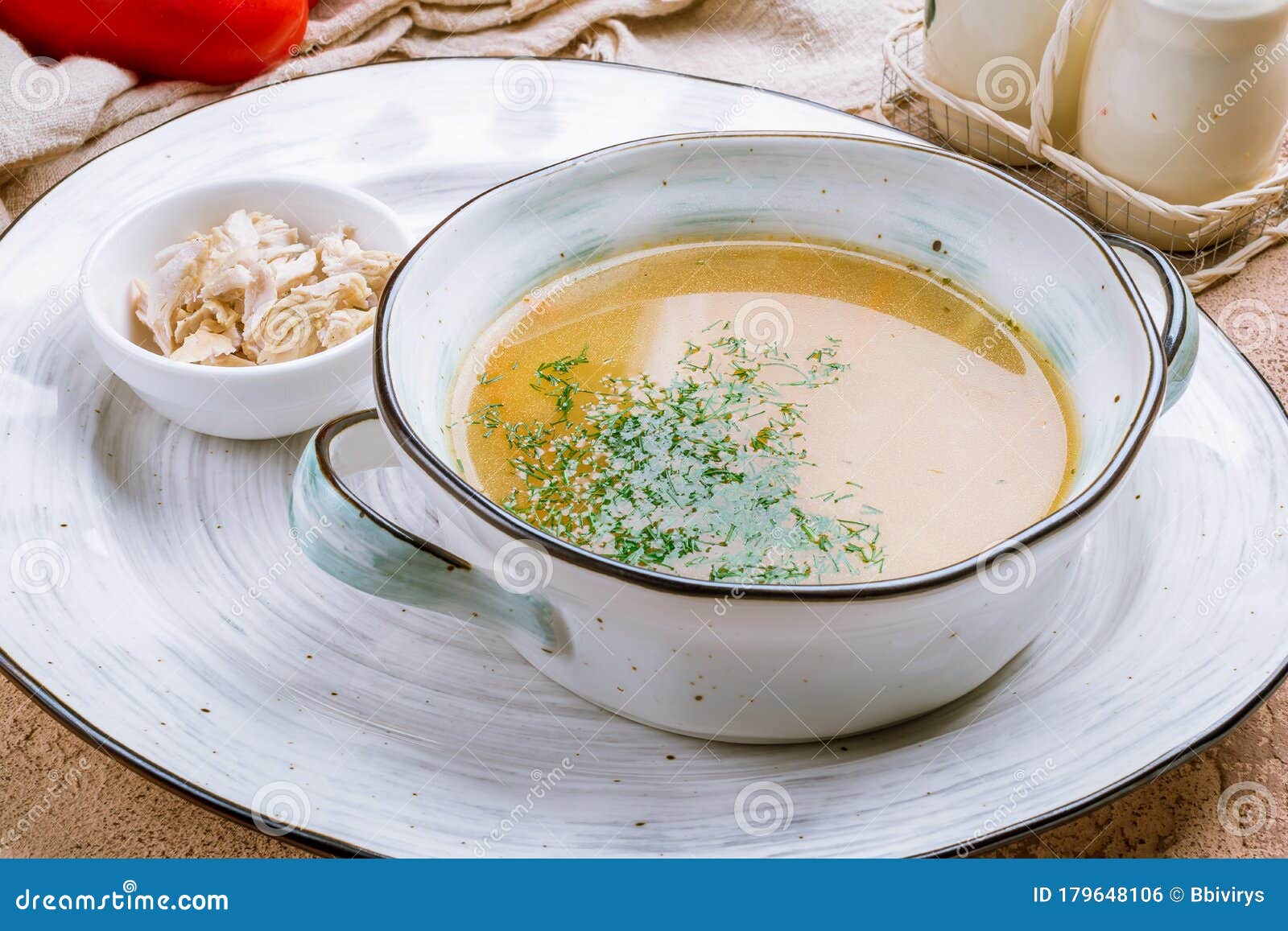 Chicken Soup Bouillon in a Plate Stock Photo Image of soup, meat