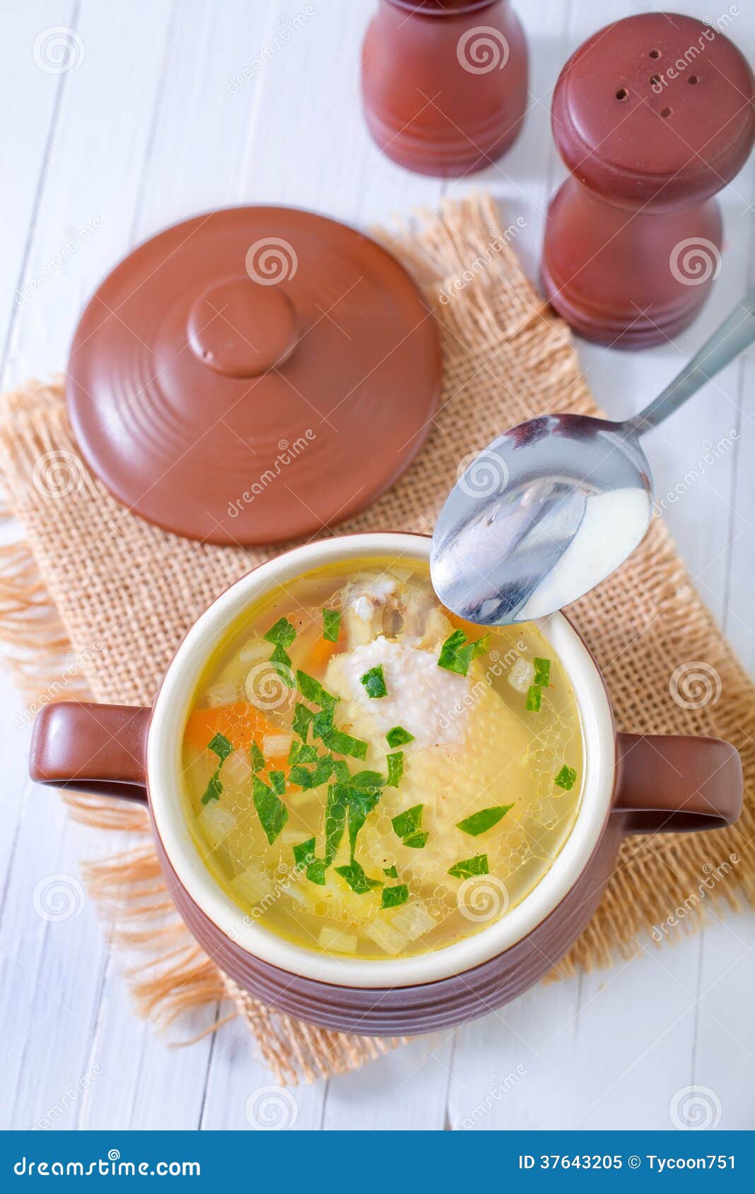 Chicken soup stock image. Image of fresh, cauliflower 37643205