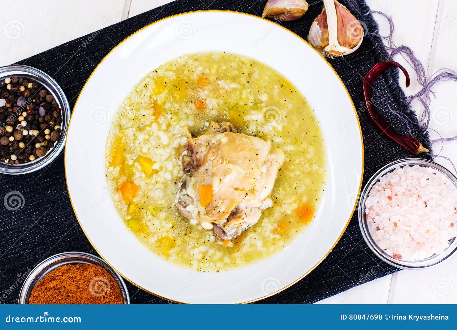 Chicken Soup with Rice and Vegetables Stock Photo Image of cooked, bowl 80847698