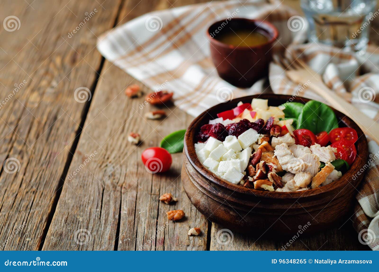 Chicken Spinach Apple Tomato Goat Cheese Salad Stock Image Image of