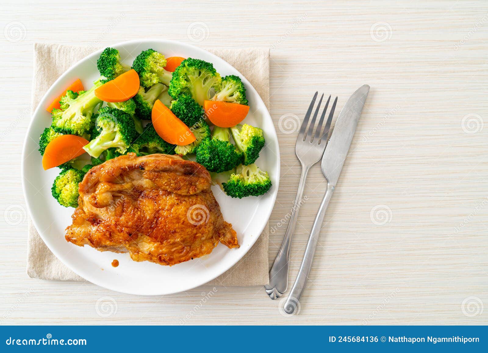 Chicken Steak with Broccoli and Carrot Stock Photo Image of barbecue