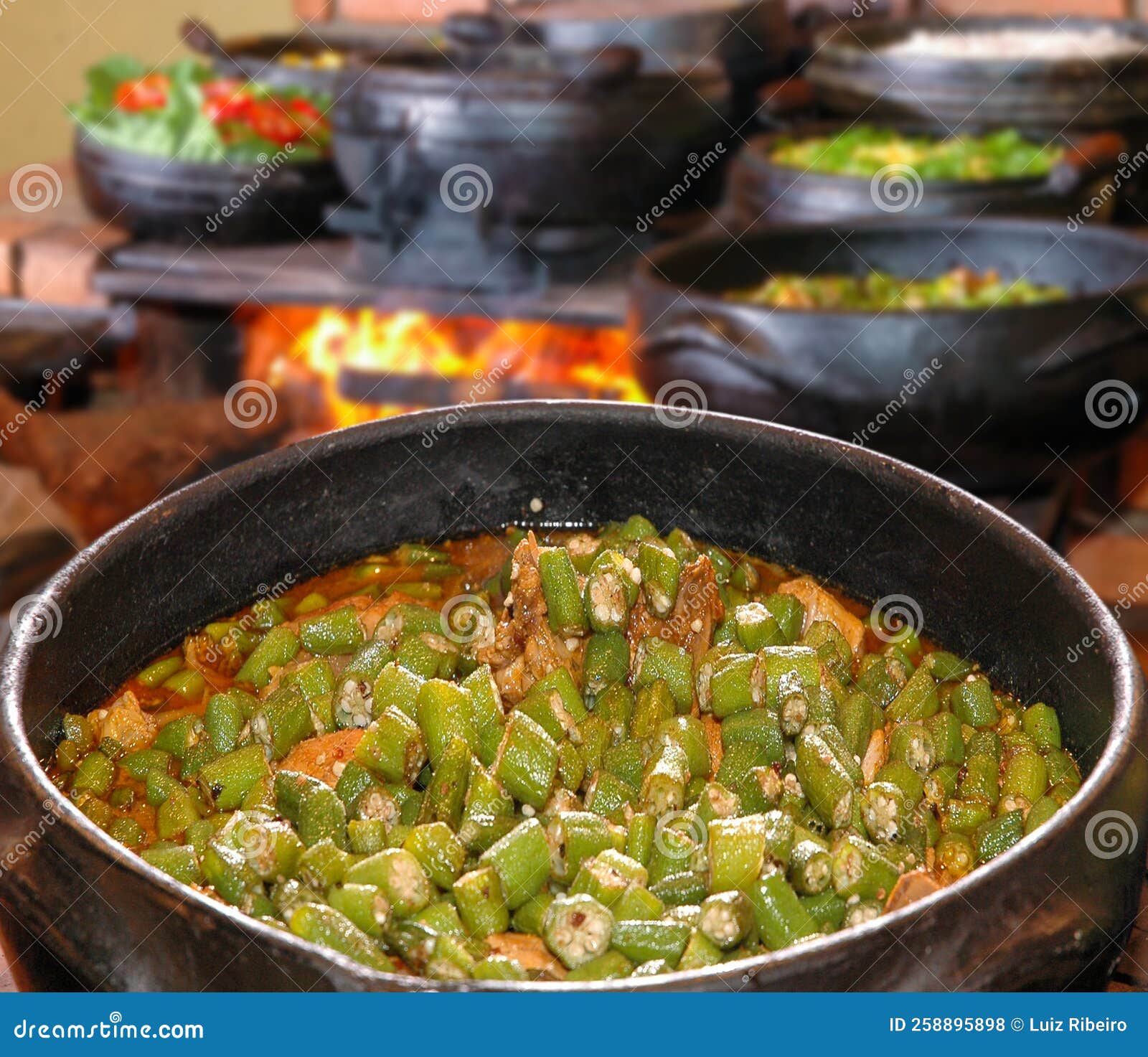 Chicken stew with okra stock photo. Image of cooking 258895898