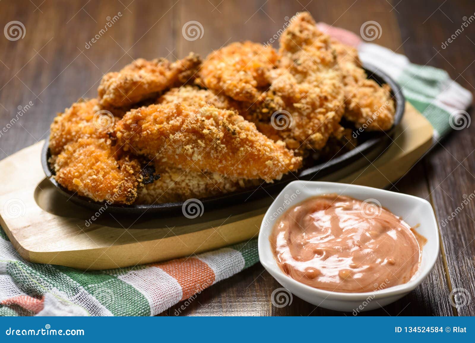 Chicken Strips Meat in Crispy Batter Stock Photo Image of lettuce