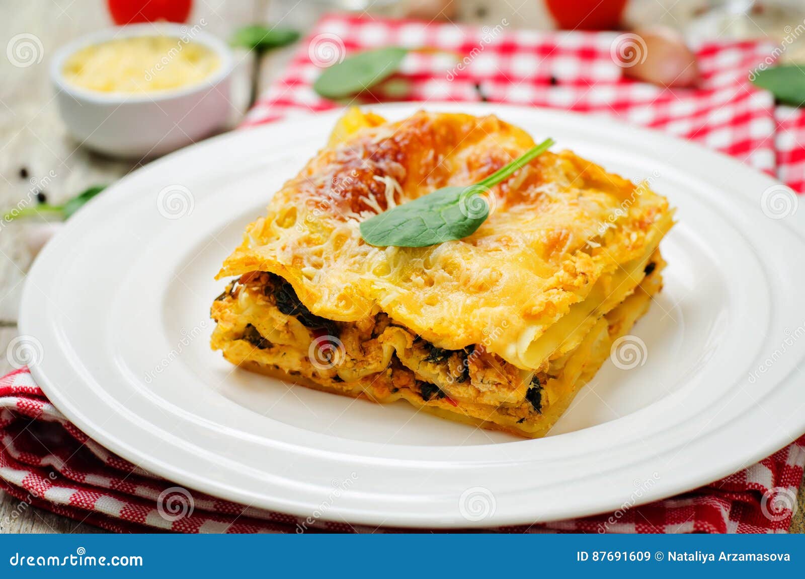 Chicken Sweet Potato Spinach Lasagna Stock Image Image of cheese
