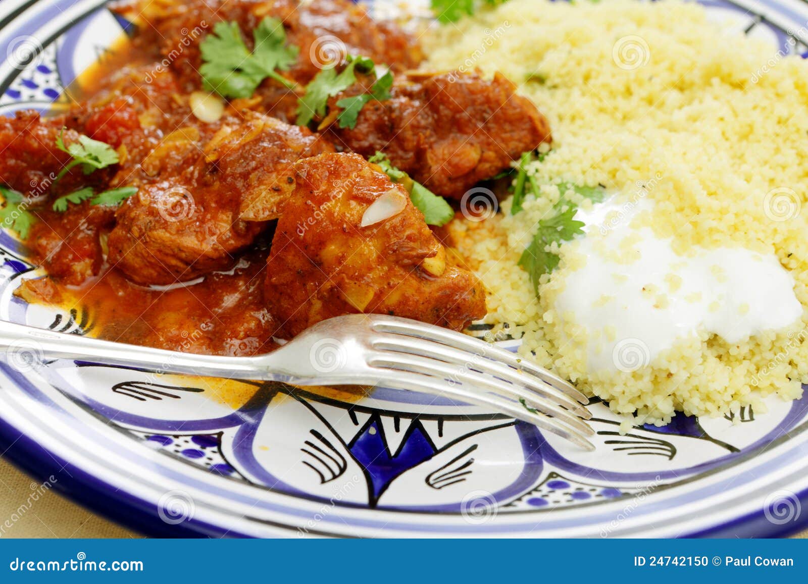 Chicken Tagine Meal Closeup Stock Photo Image of leaves, yoghurt