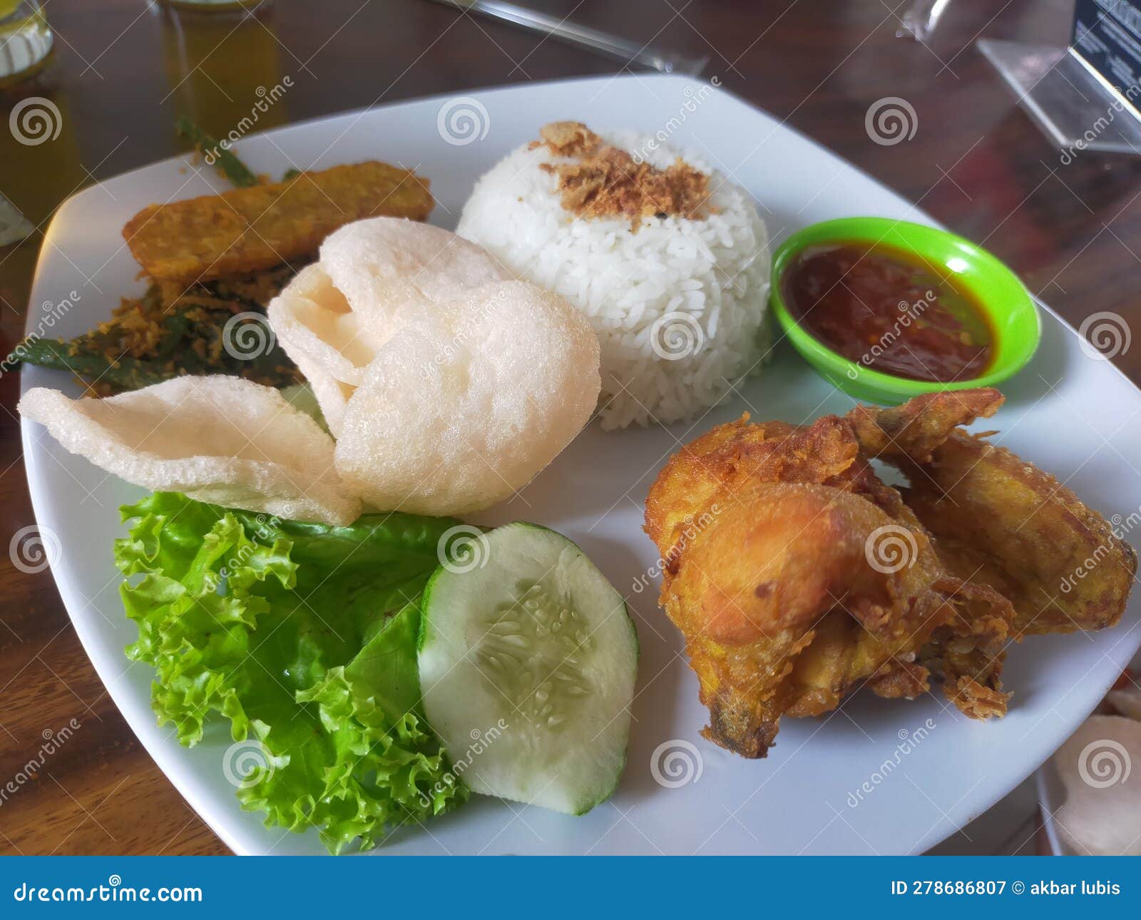 Chicken, Tempeh, Cucumber, Salad into Stock Image Image of