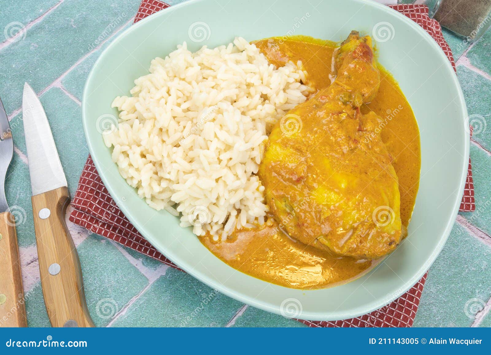 Chicken Thigh with Curry and Coconut Milk Stock Image Image of white