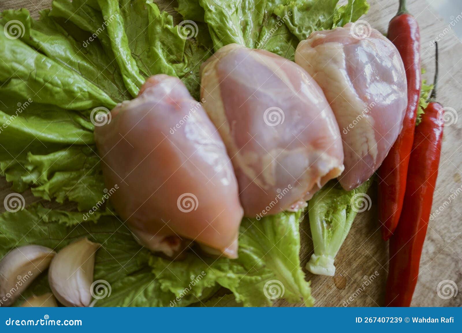 Chicken thigh fillet stock image. Image of food, fruit 267407239
