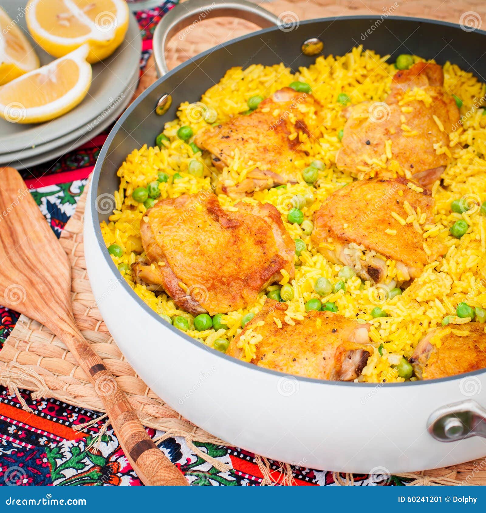 Chicken Thigh and Rice Biryani with Green Peas Stock Image Image of