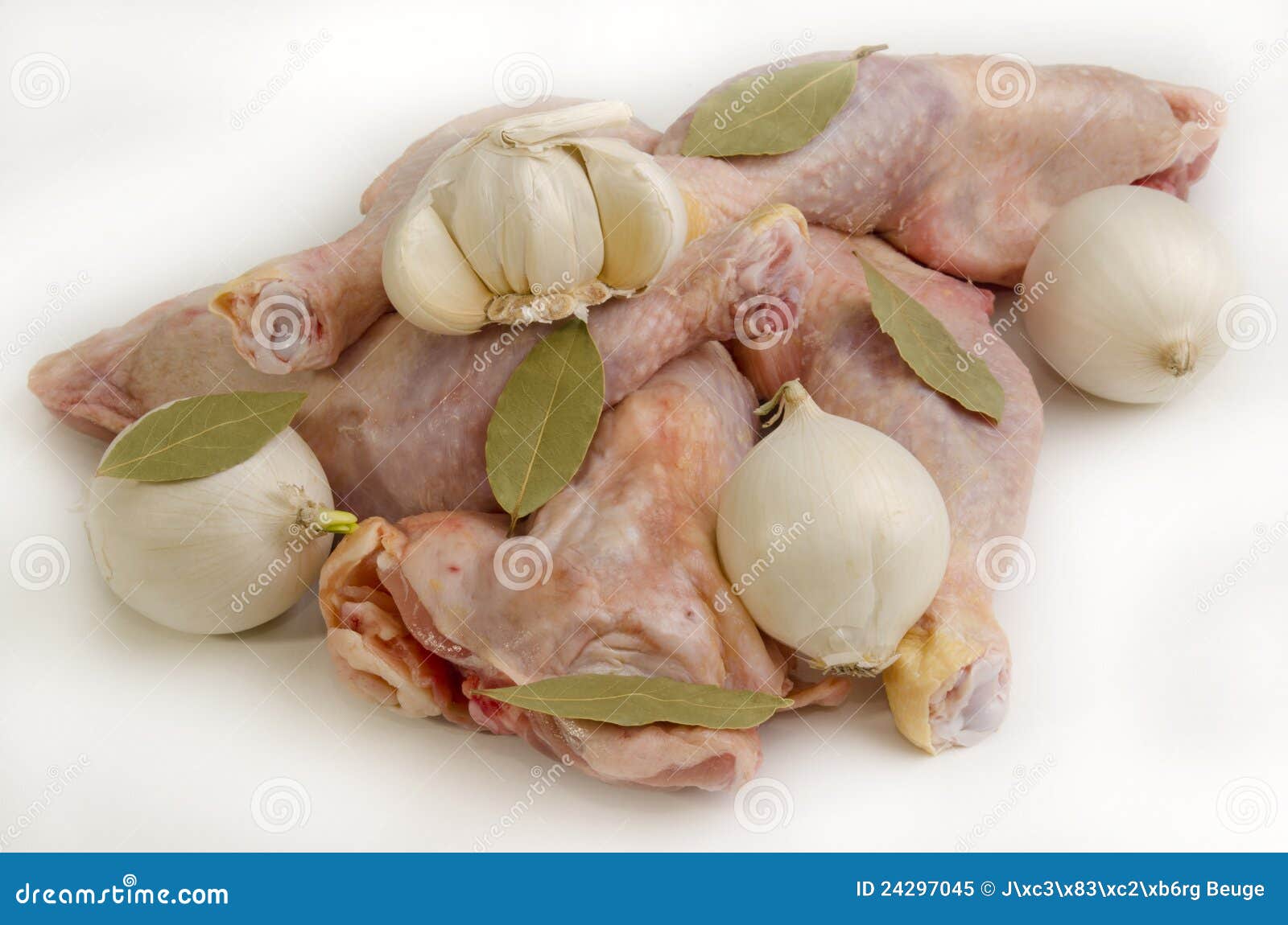 Chicken Thighs With Onion, Garlic And Bay Leaf Stock Image Image of