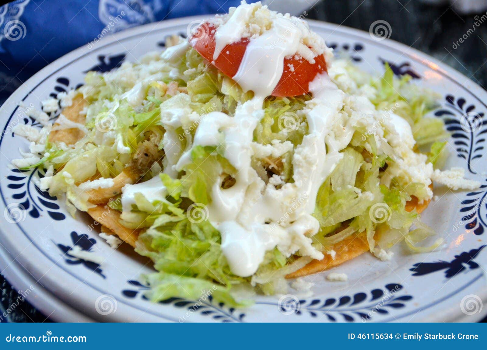 chicken tostada with sour cream