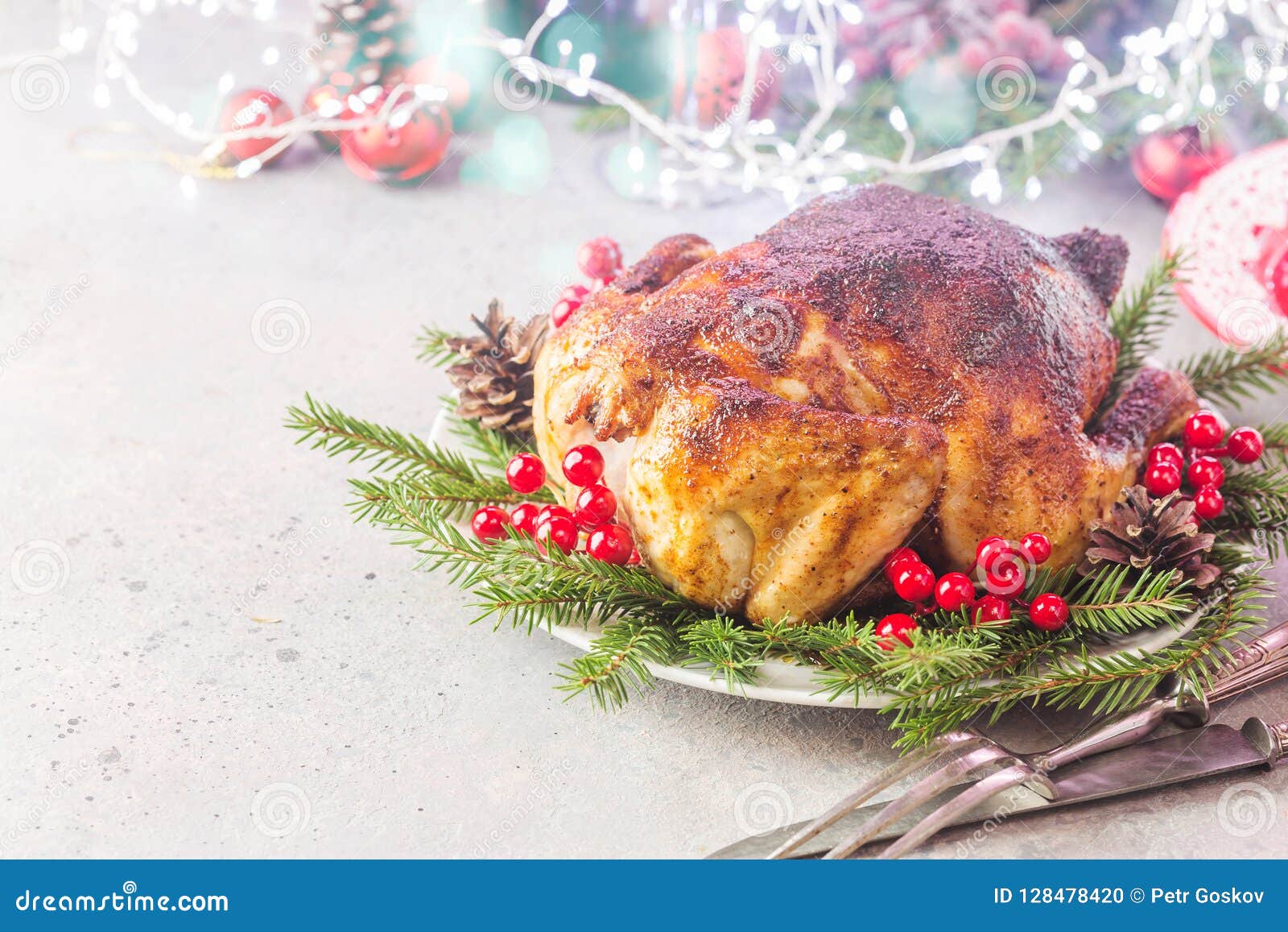 Chicken or Turkey for Christmas Stock Photo - Image of meal, closeup ...