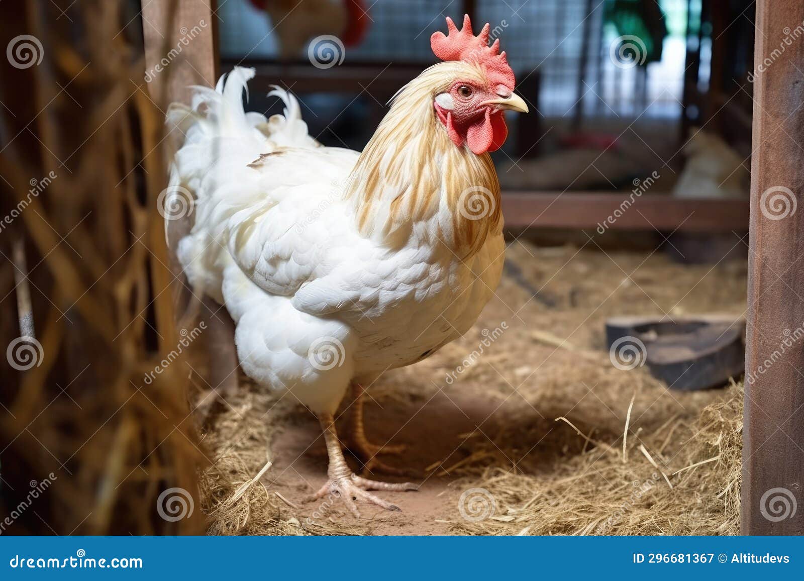 Chicken with Twisted Neck in a Coop Stock Image Image of animal