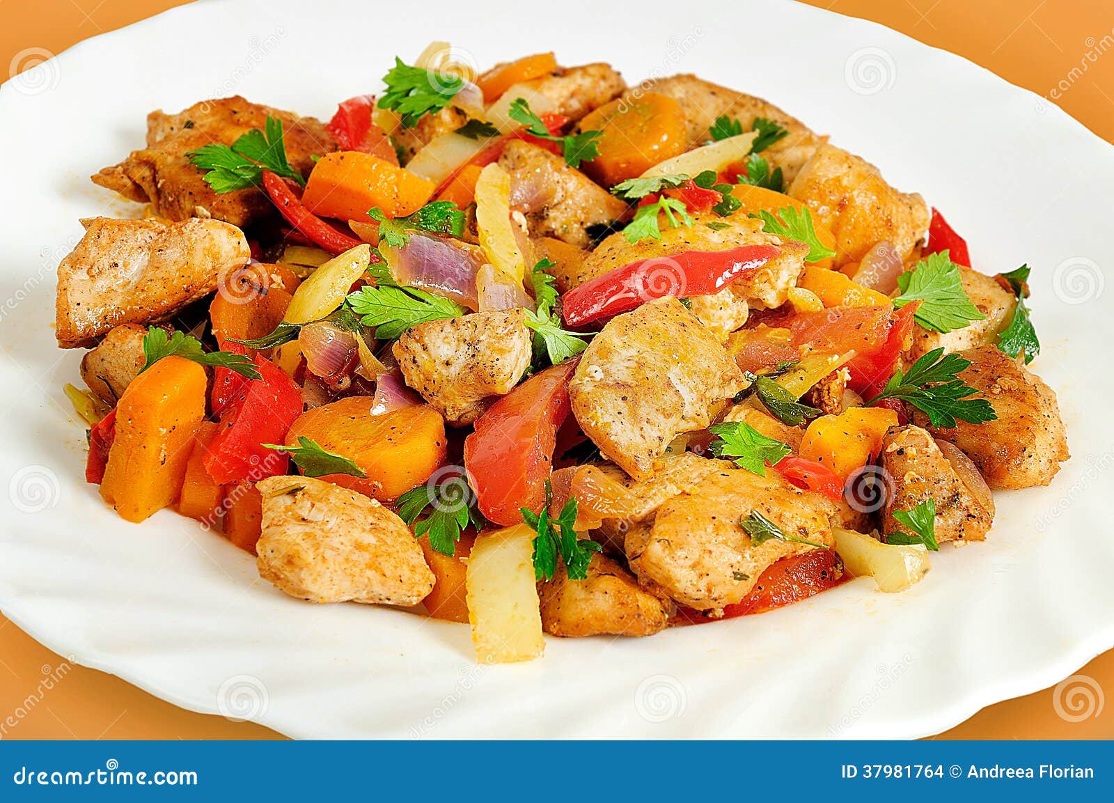 Chicken with vegetable stock photo. Image of nutrient 37981764