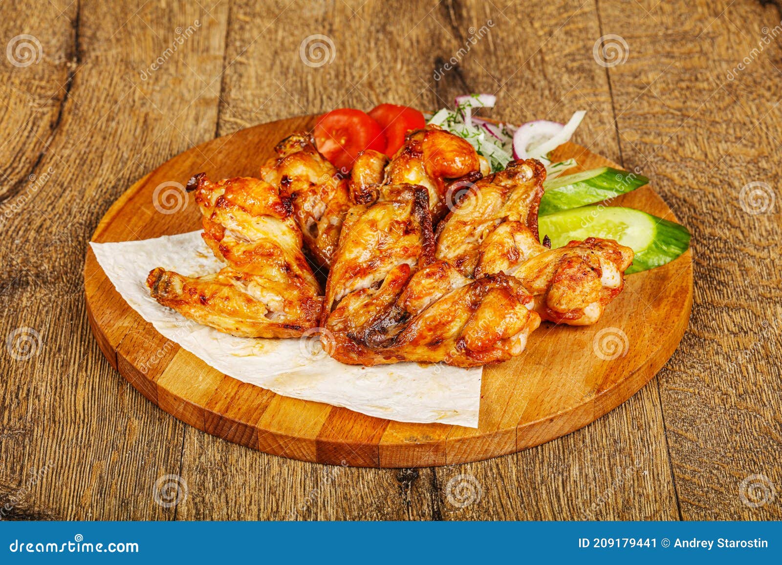Chicken Wings Barbeque Vith Vegetables Stock Image Image of fried