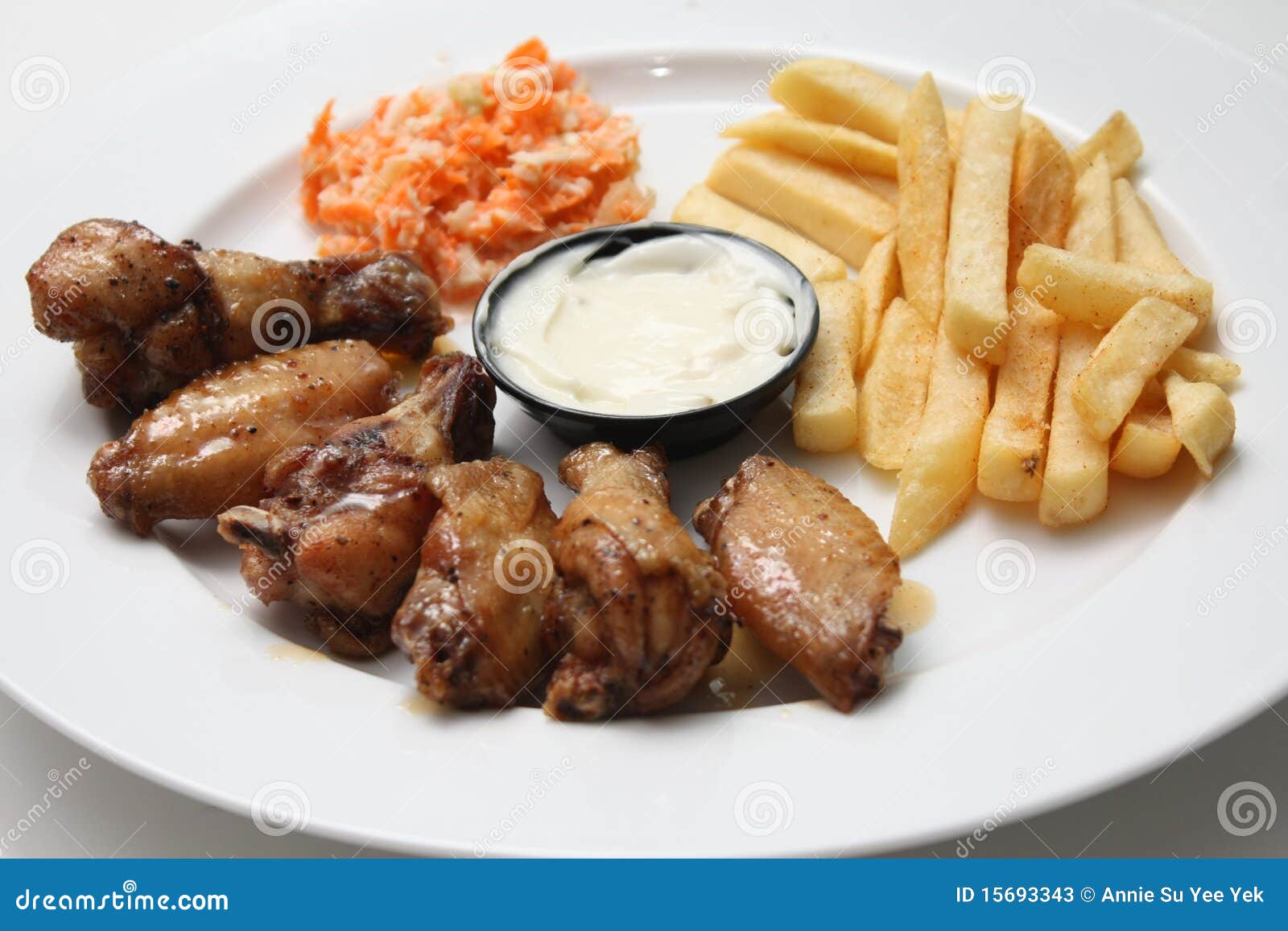 Chicken Wings With Fries Stock Photos - Image: 15693343