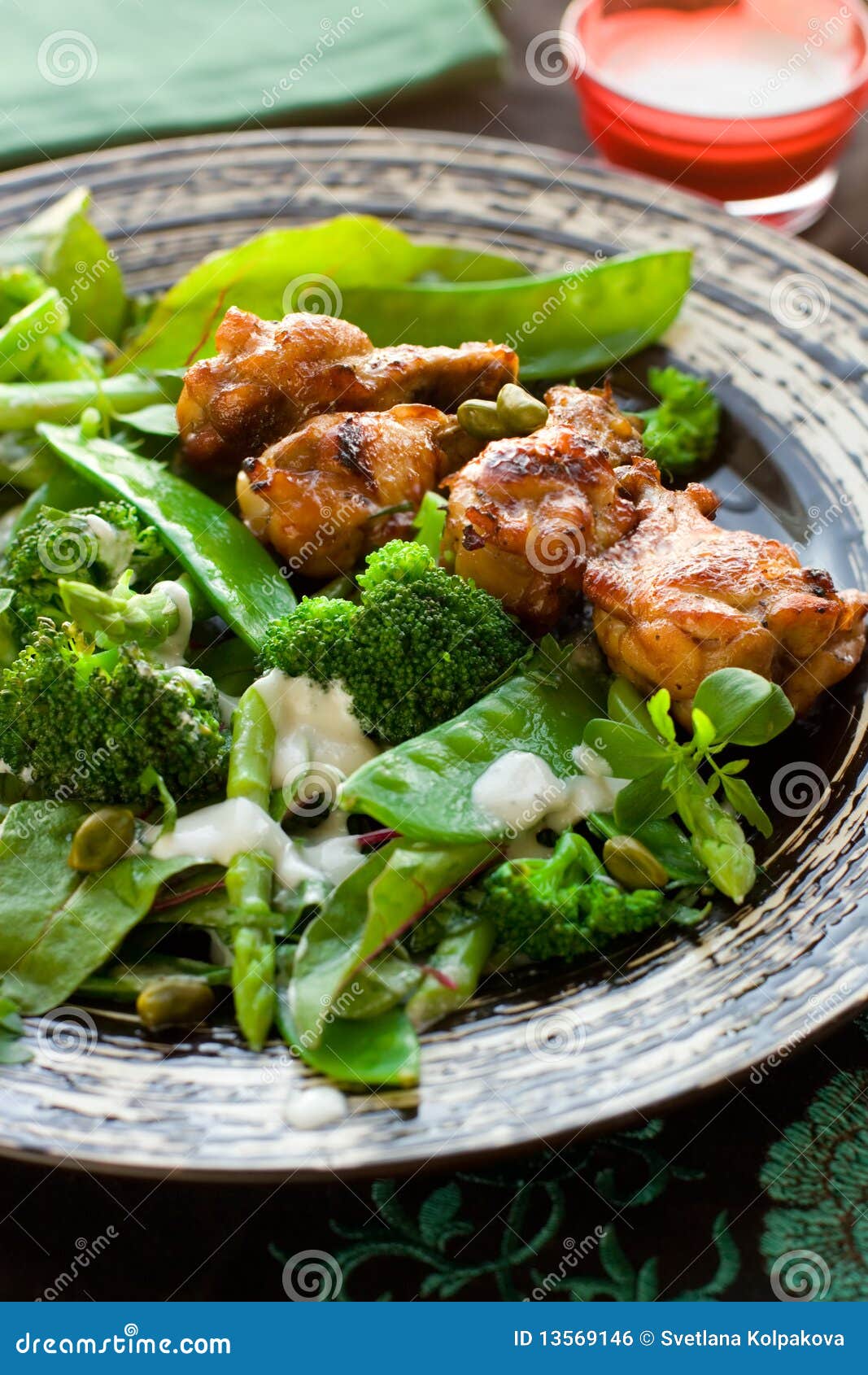 Chicken Wings and Vegetable Salad Stock Photo Image of spice