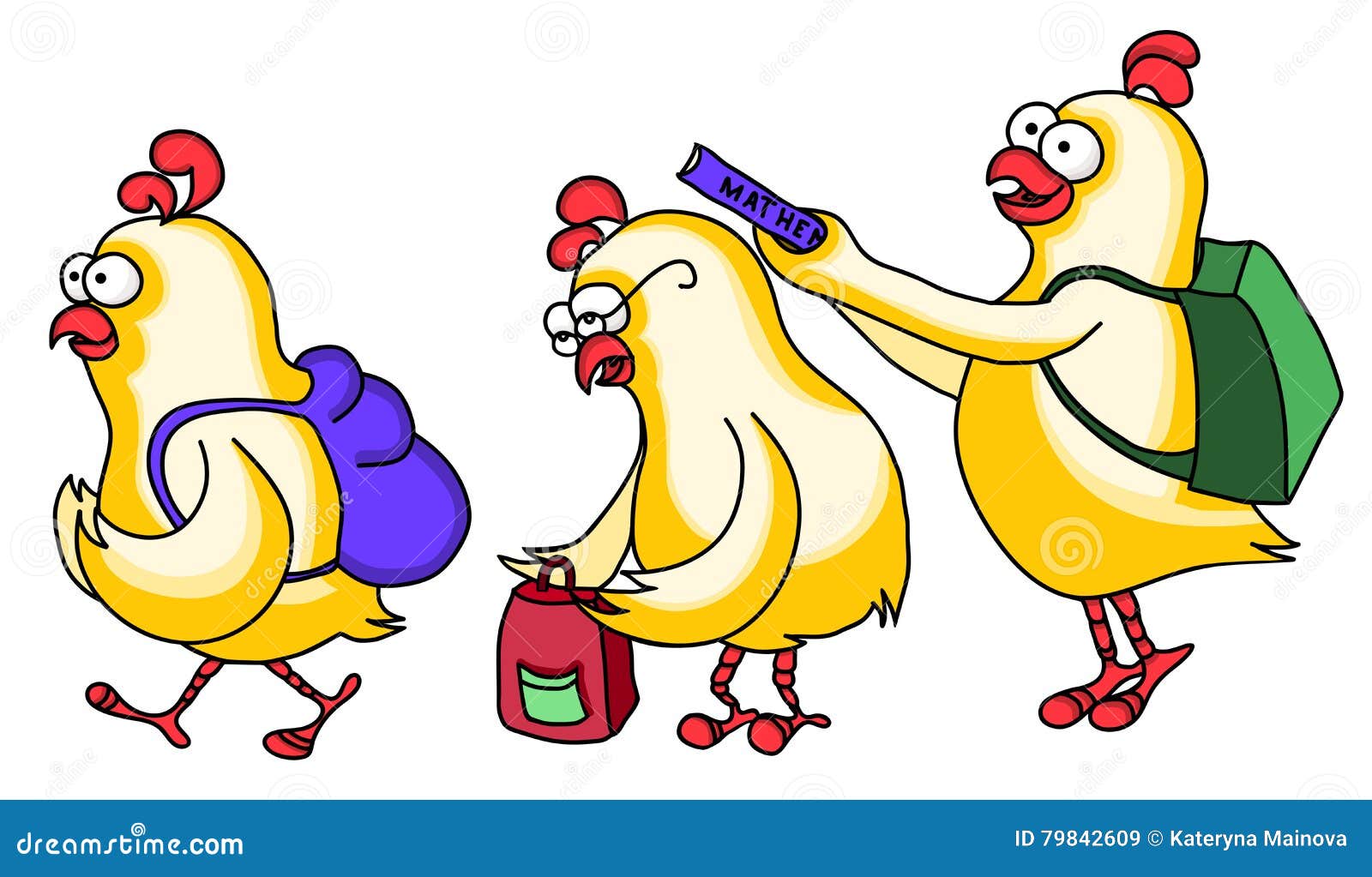 Chickens go to school. stock vector. Illustration of school - 79842609