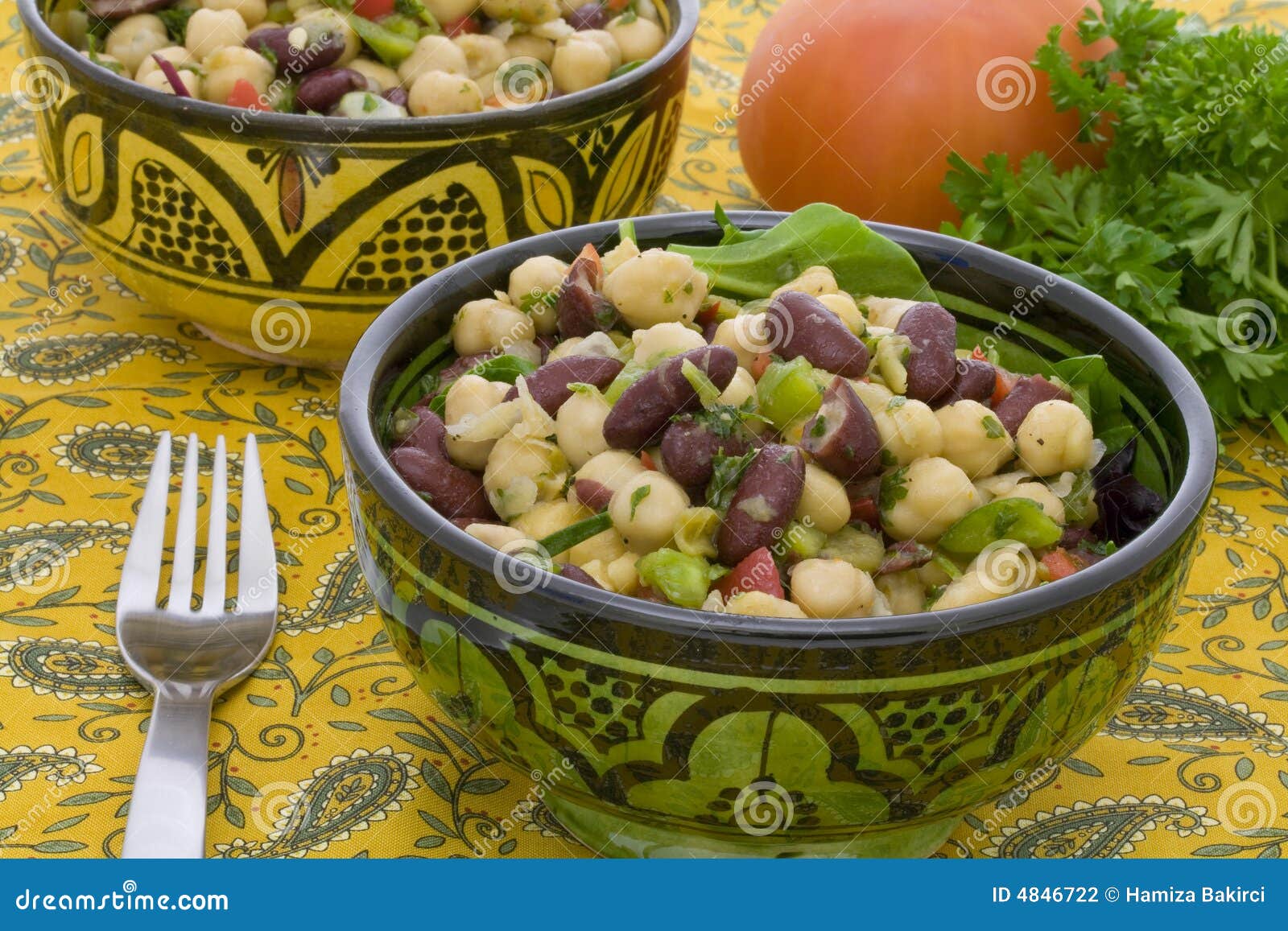 Chickpeas and bean salad stock photo. Image of freshness 4846722