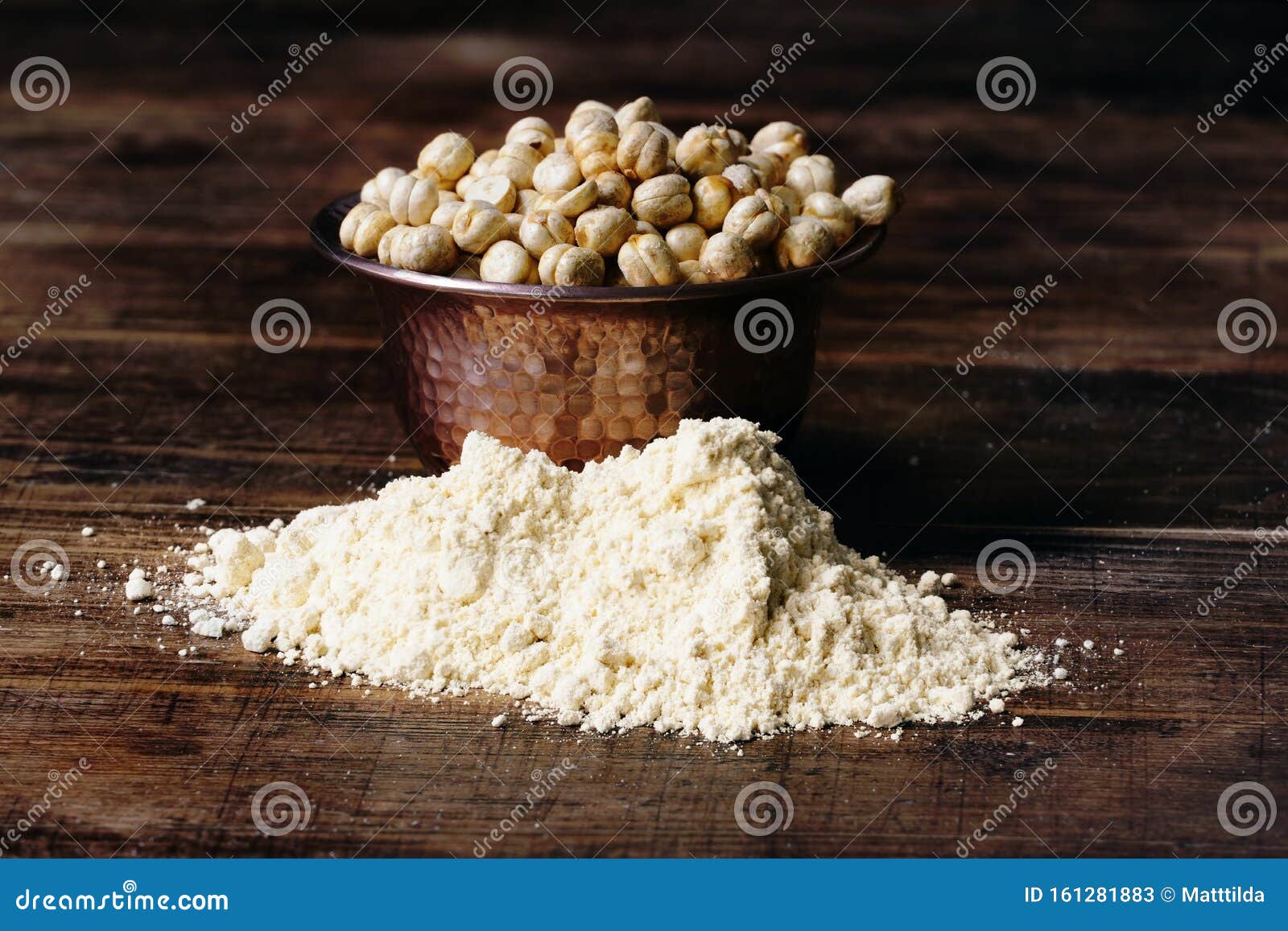 Chickpeas in a Bowl and Chickpea Flour Stock Image Image of heap