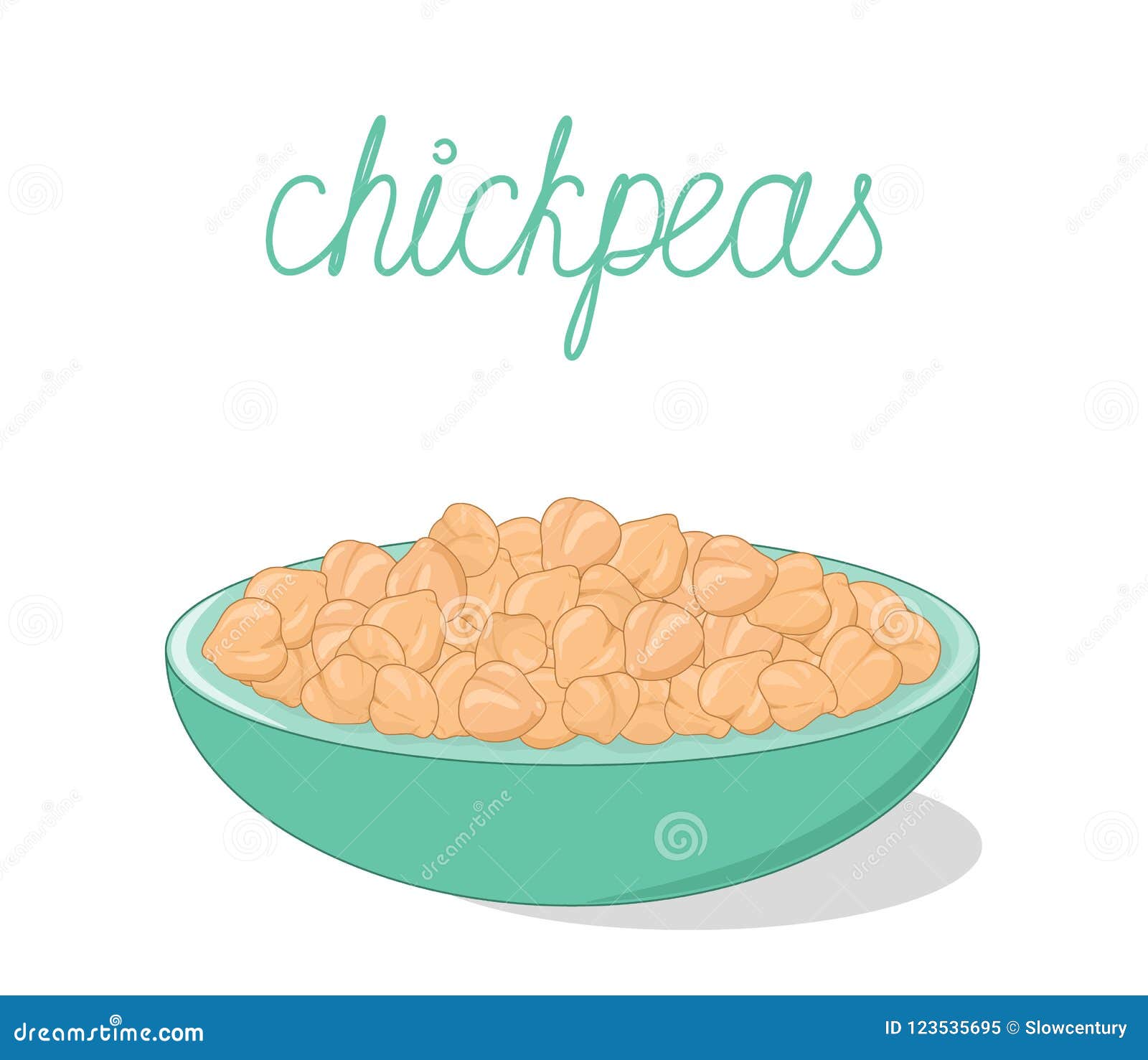 Chickpeas in a Bowl. Vector Hand Drawn Illustration. Stock Vector