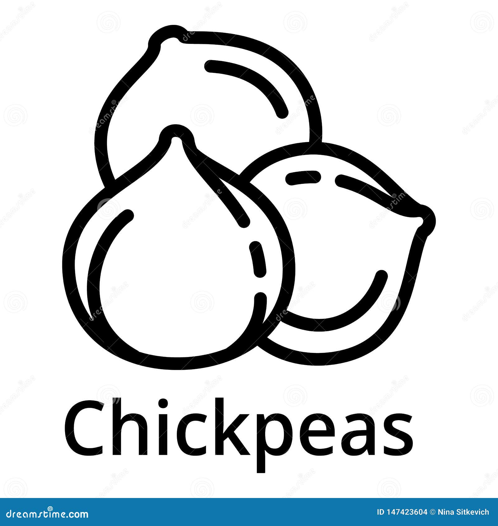 Chickpeas Icon, Outline Style Stock Vector Illustration of appetizer