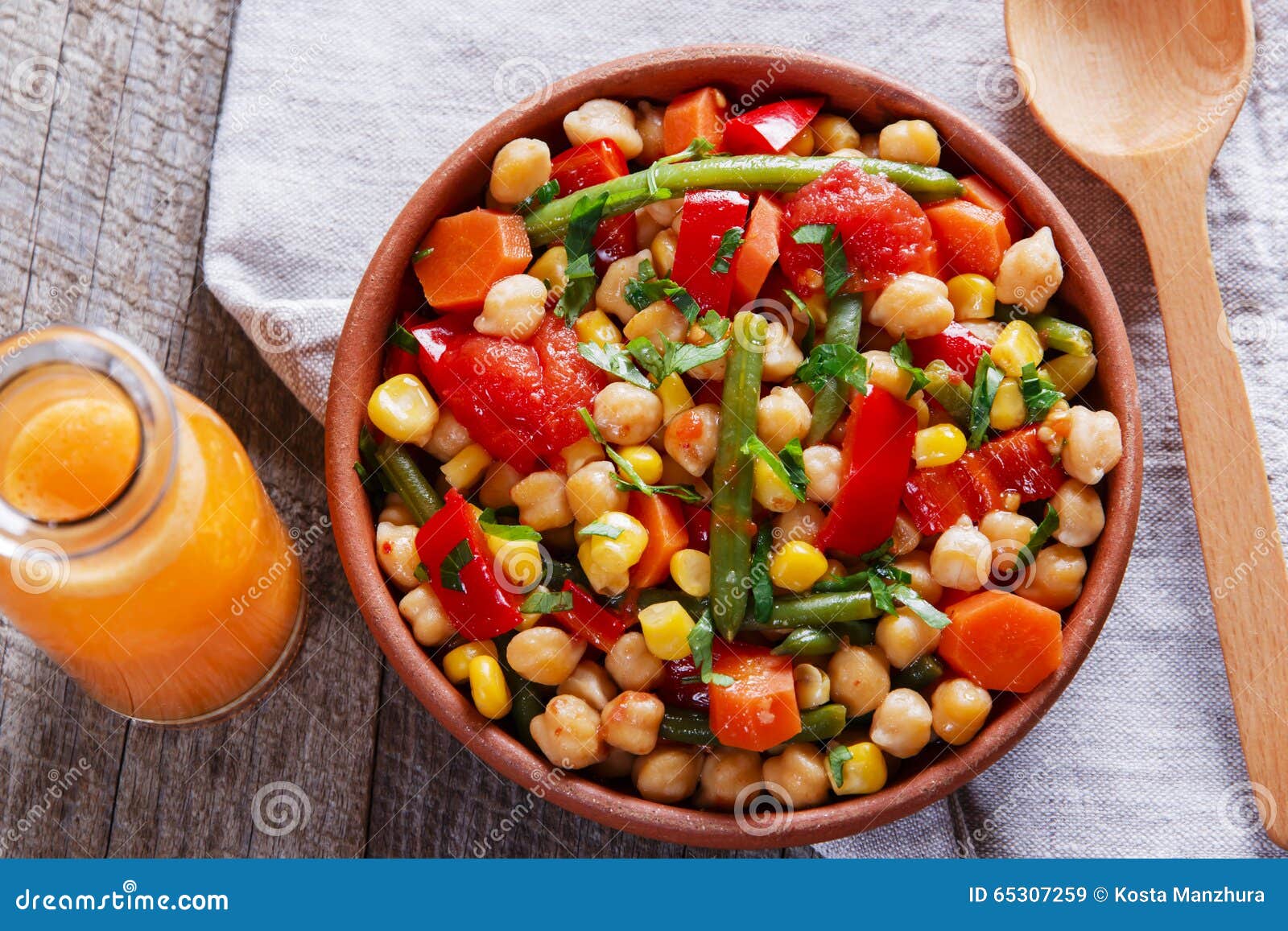 Chickpeas with Tomato Carrot Green Beans Corn Stock Image Image of