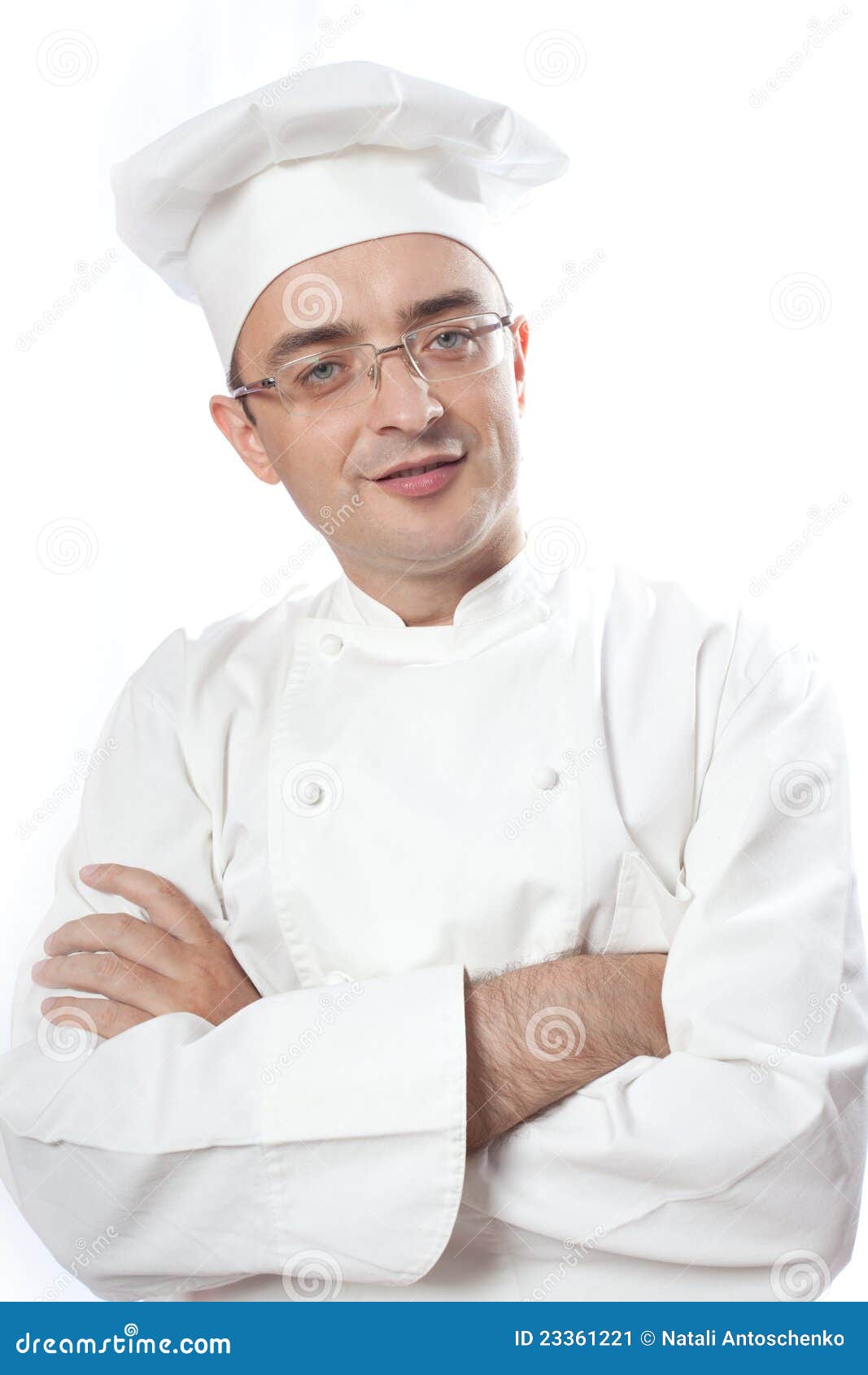 Chief Cook Looking Over Glasses Stock Image Image of kitchen