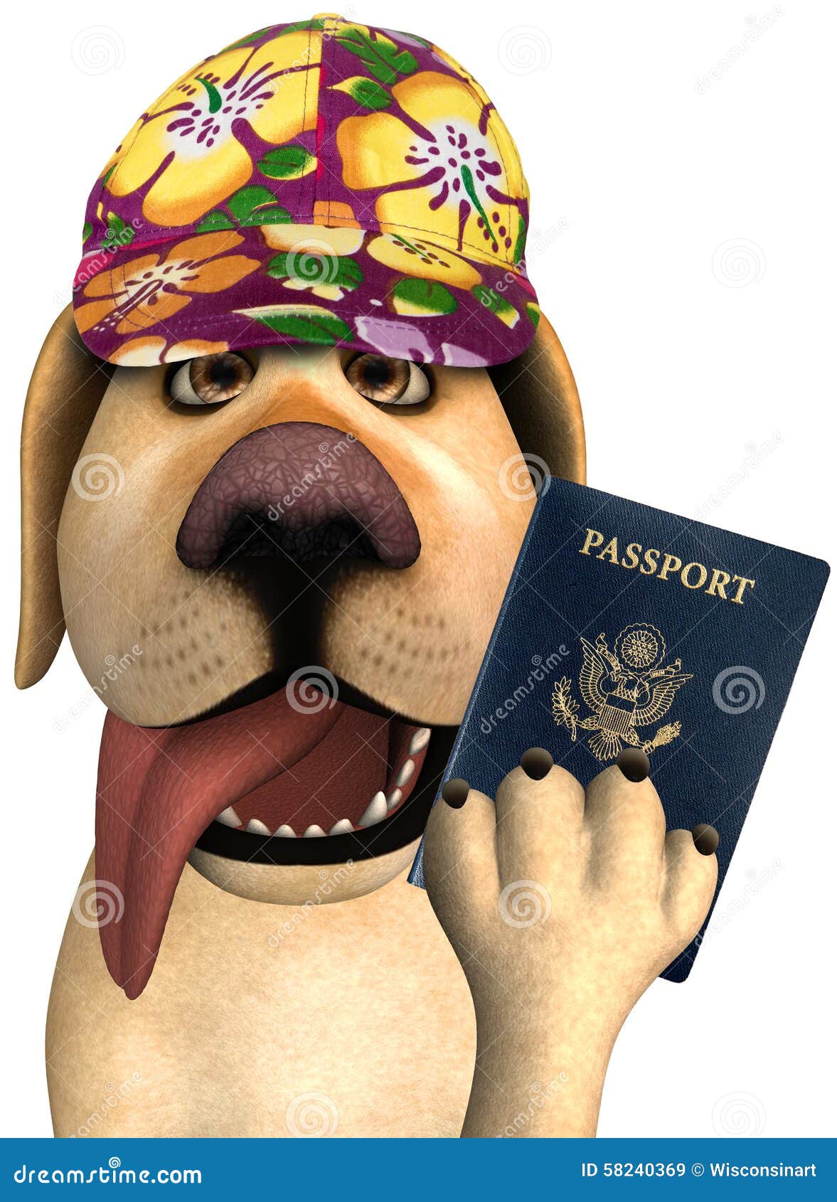Chien Drôle De Passeport De Voyage De Touristes Illustration