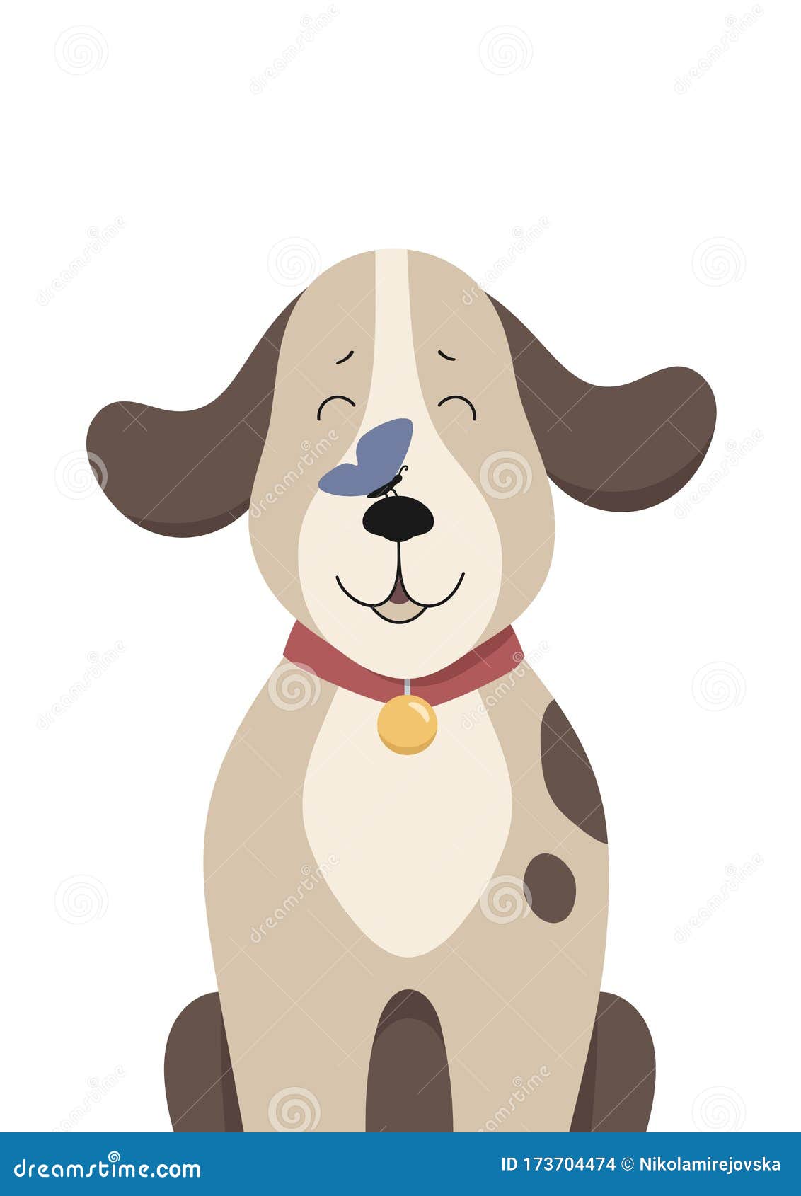 Chien Mignon Bebe Avec Le Papillon Sur Le Nez Illustration De Vecteur Illustration Du Drole Chiot