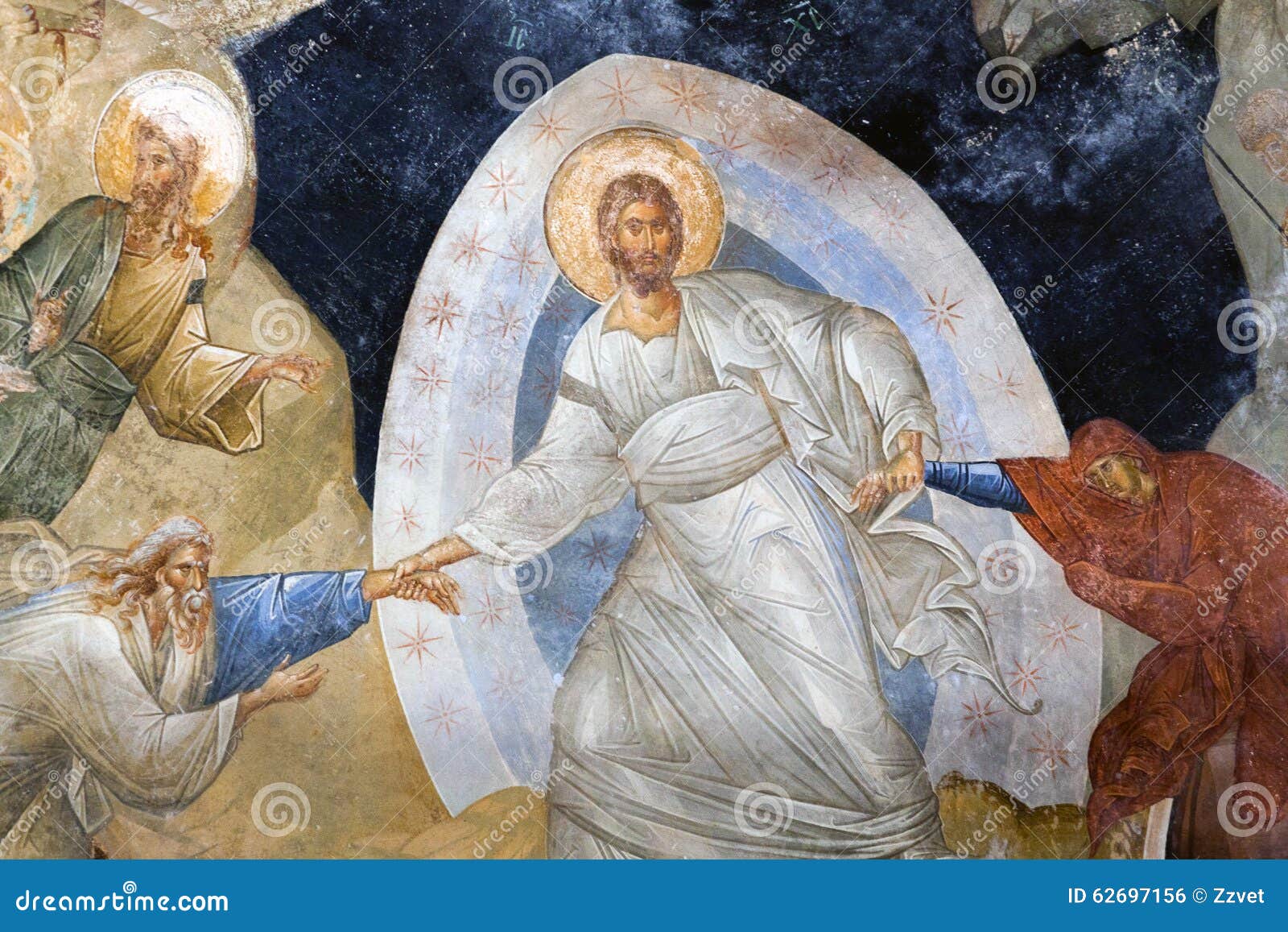 Chiesa del salvatore santo in Chora a Costantinopoli, Turchia. L'affresco di Anastasis nel parecclesion della chiesa del salvatore santo in Chora (Kariye Camii) a Costantinopoli, Turchia