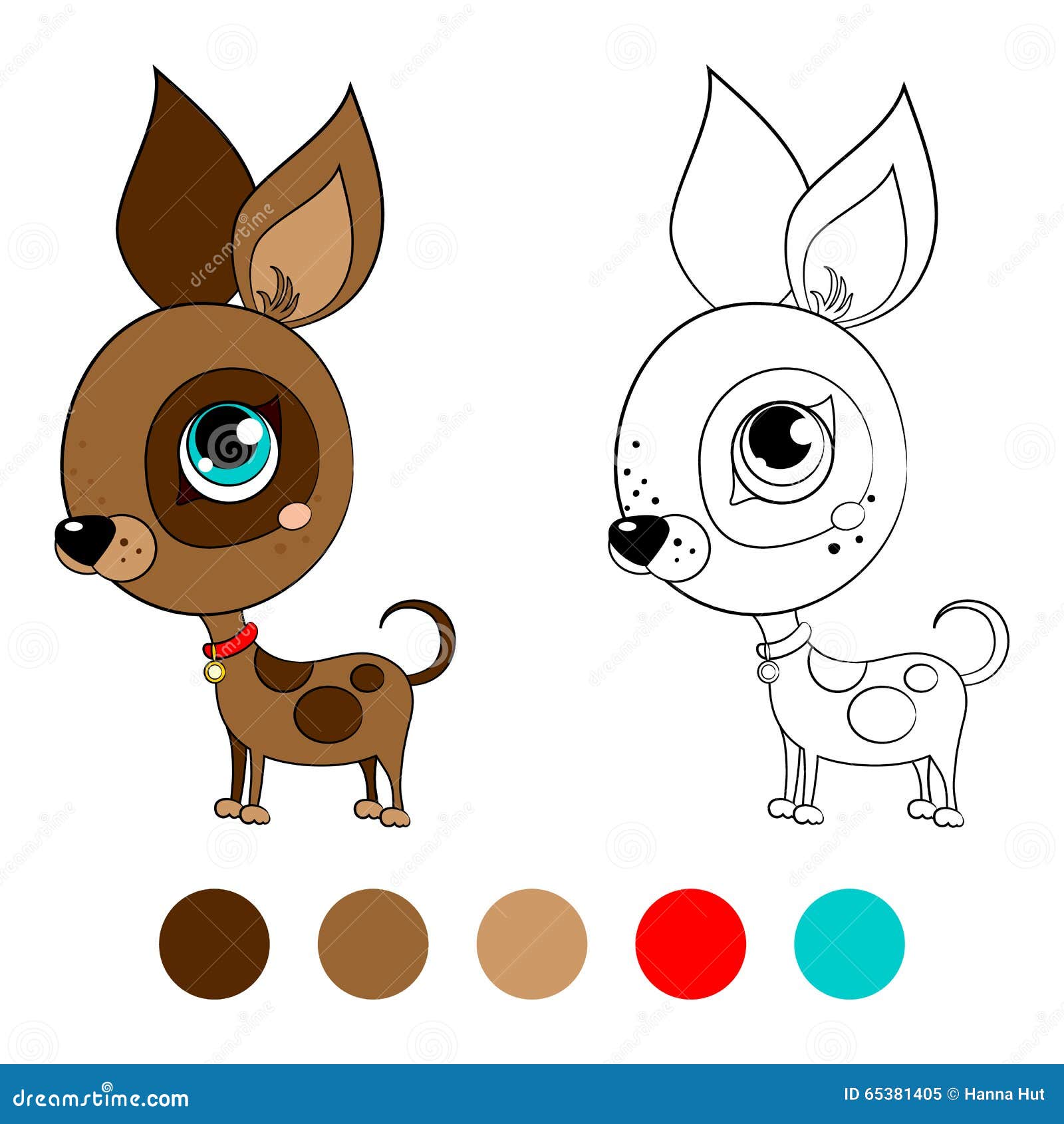 Chihuahua della razza del cane del libro da colorare con le guance rosa ed i grandi occhi disposizione dei bambini per il gioco