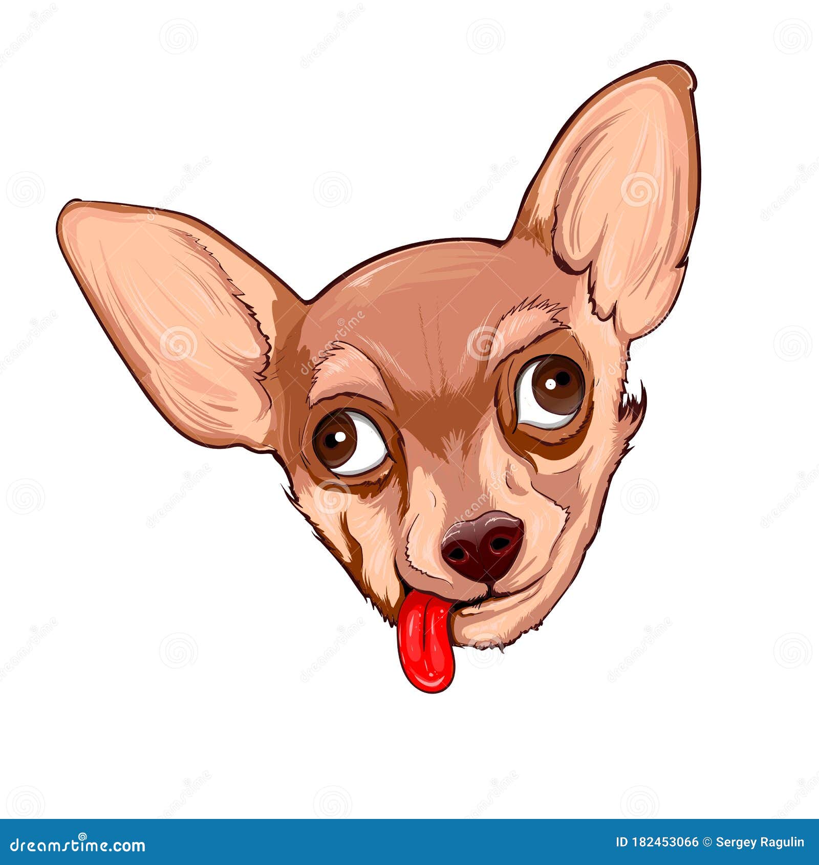 Chihuahua Dog, Head. Isolated Illustration. Cute Puppy Stock Vector