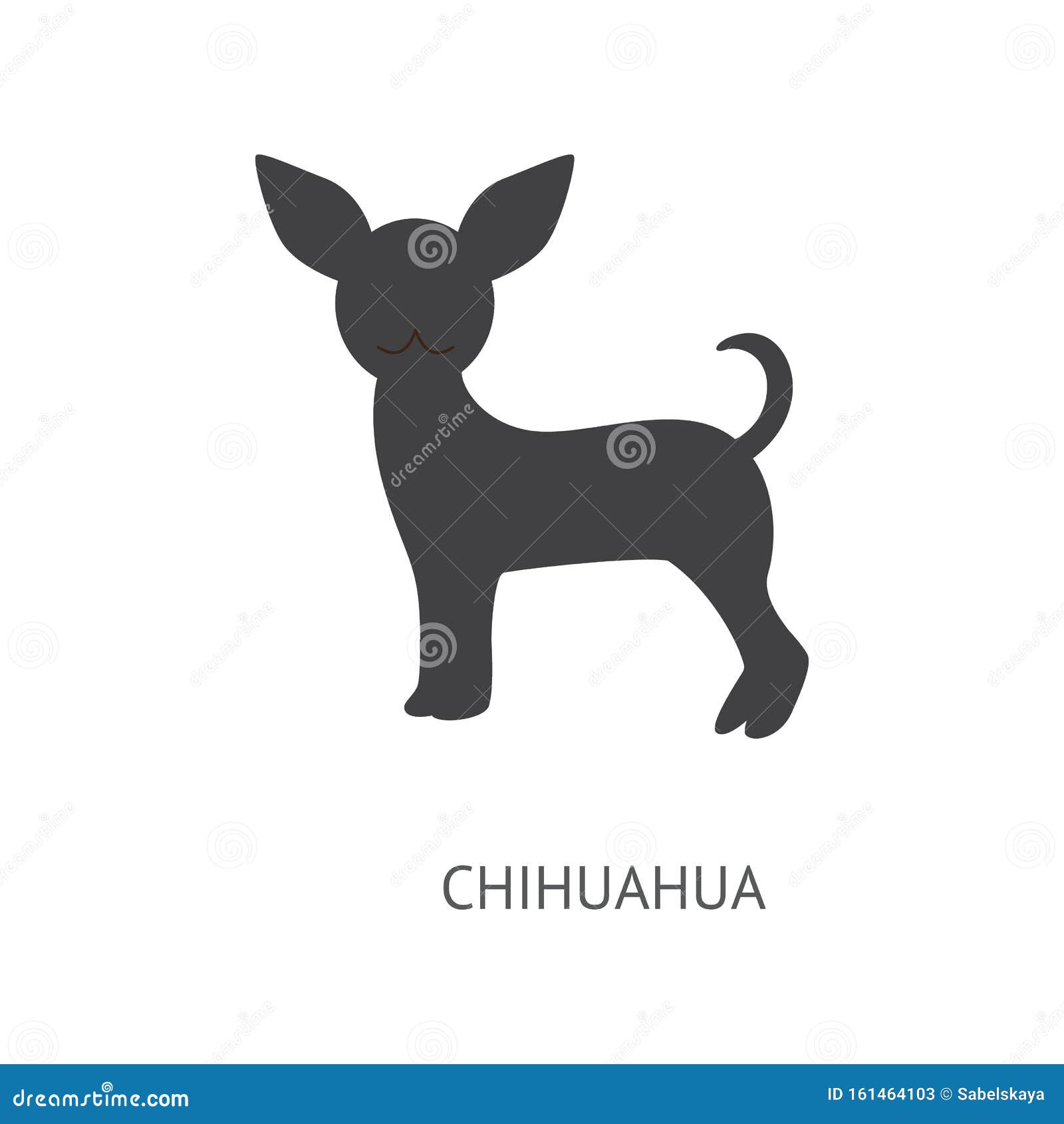 Chihuahua Silhouette Isolated on White Background - Black Cartoon Dog  Outline. Stock Vector - Illustration of black, fluffy: 161464103
