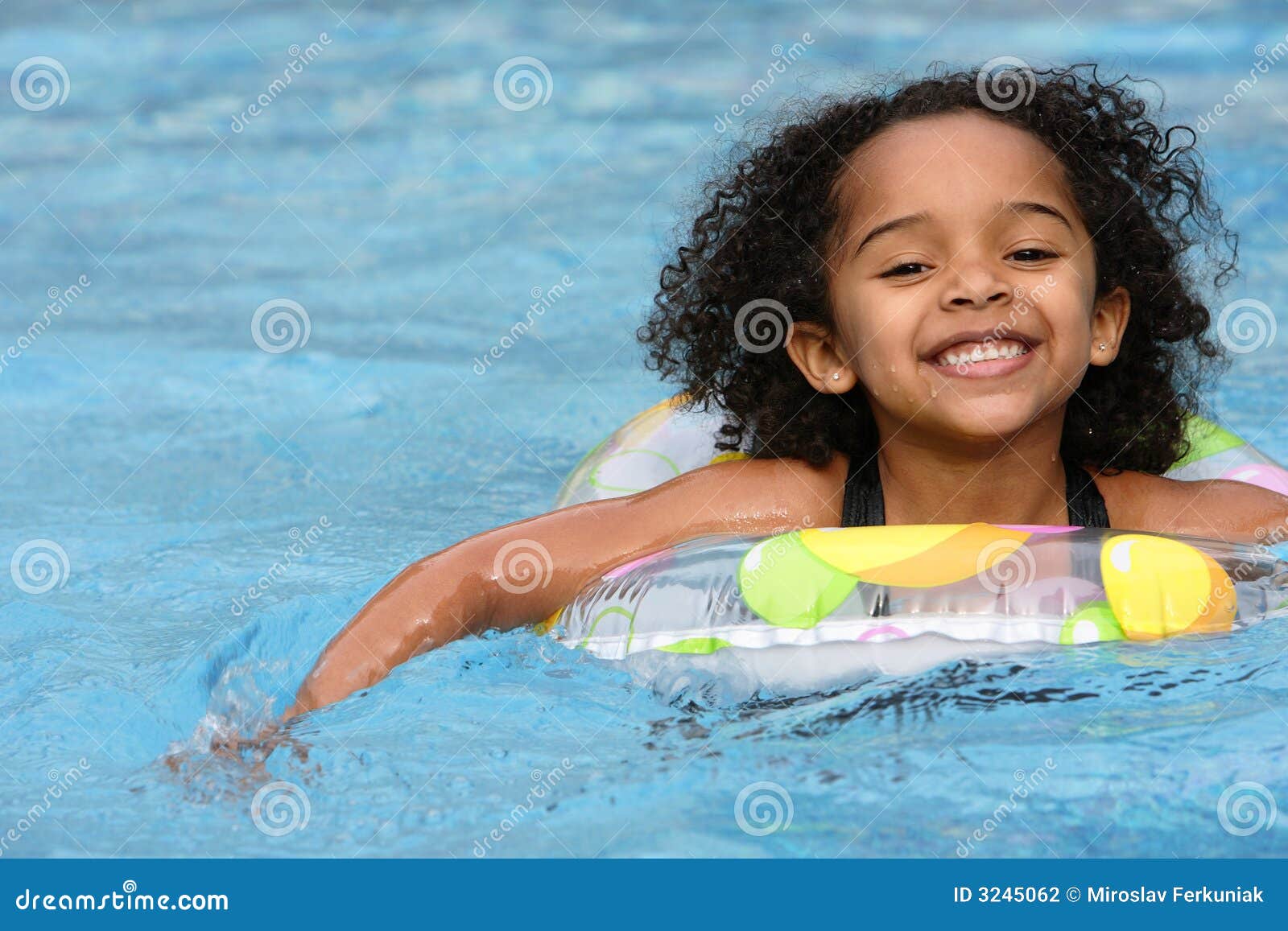 Afro Child Swimming stock photo. Image of eyes, face, happiness 3245062