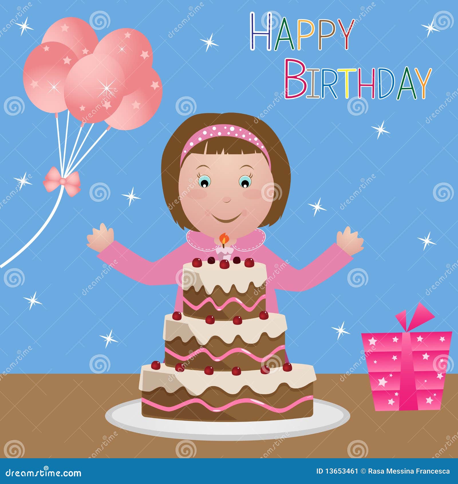Child With Birthday Cake Girl Stock Image Image 13653461
